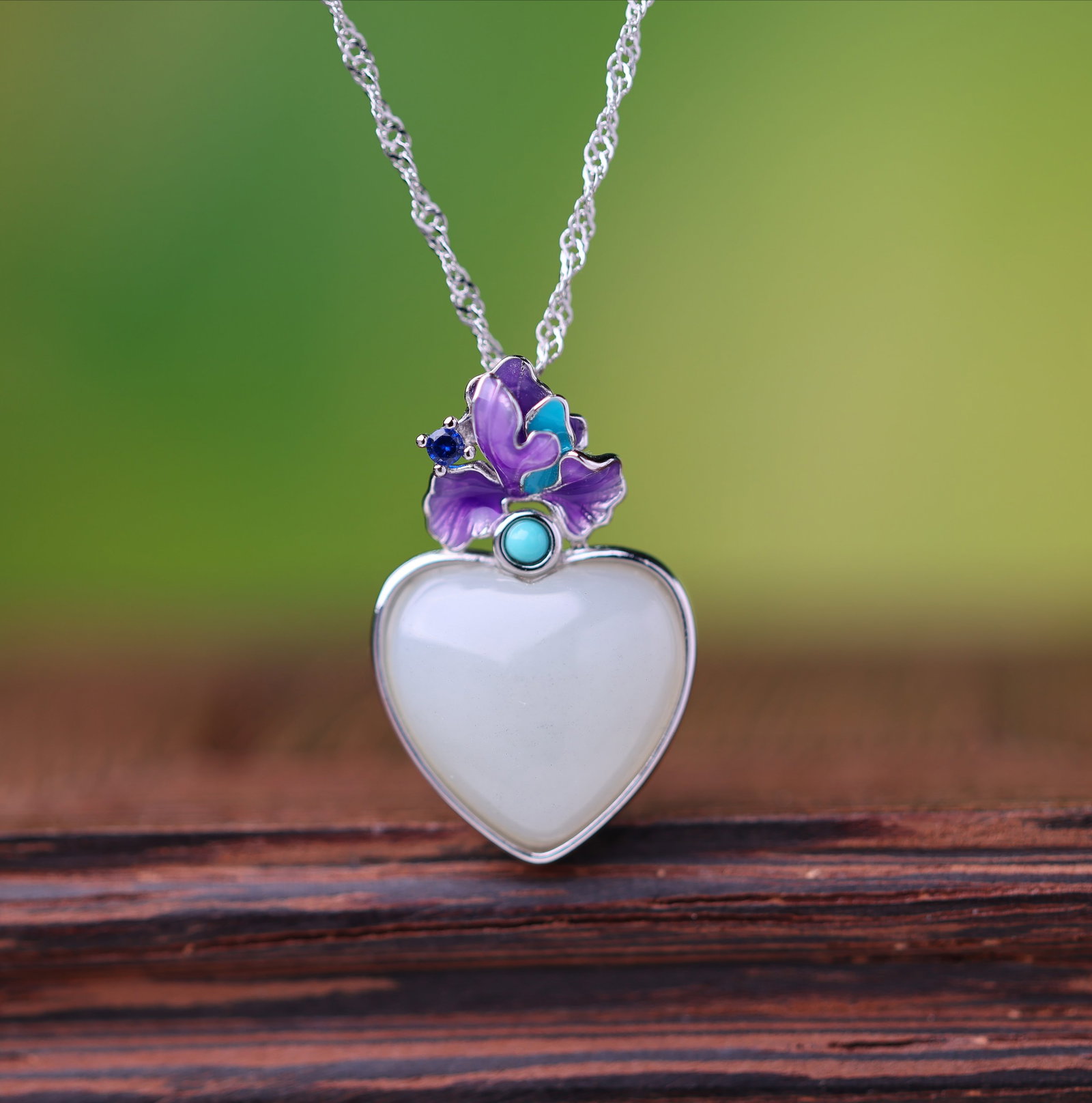 An Exquisite Sterling Silver Inlaid White Jade Pendant - 4