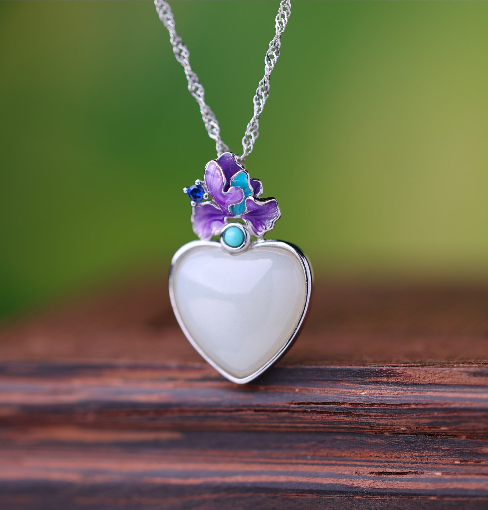 An Exquisite Sterling Silver Inlaid White Jade Pendant - 5