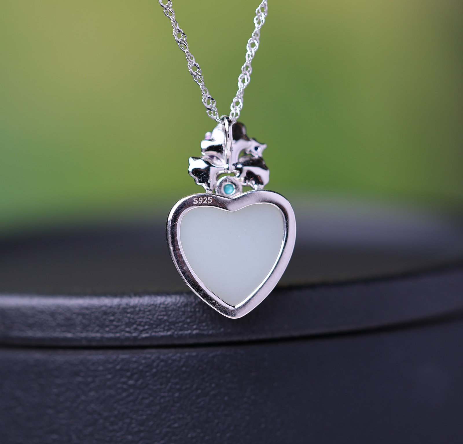 An Exquisite Sterling Silver Inlaid White Jade Pendant - 6