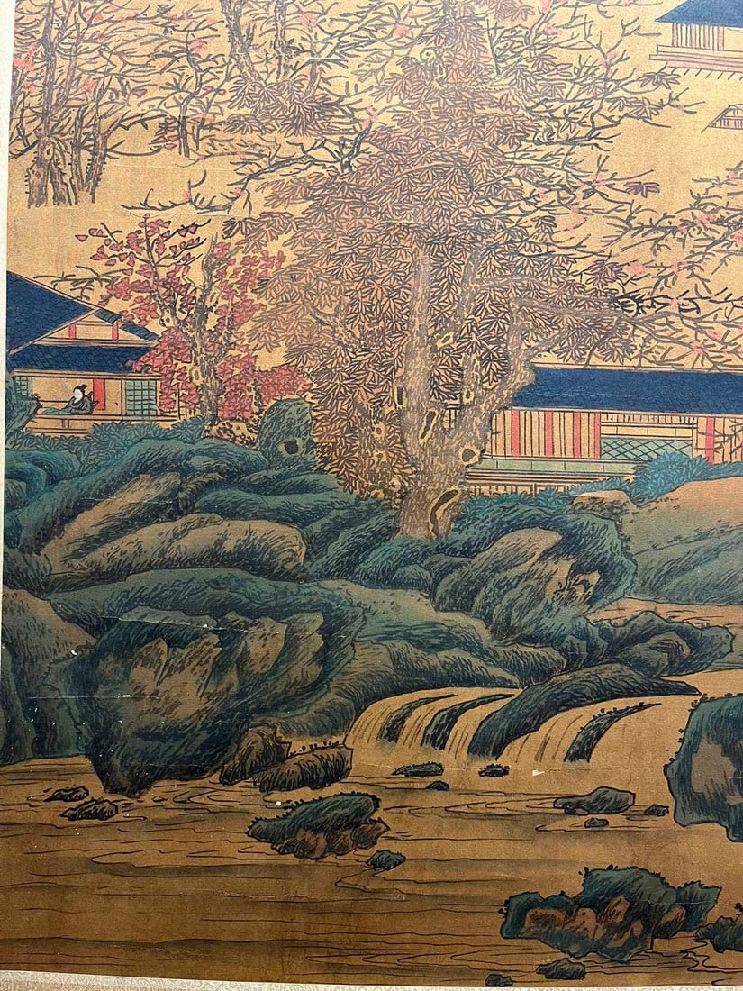 A Chinese Vertical Scroll Ink Painting of Landscape on Silk,Zhao Boju - 11