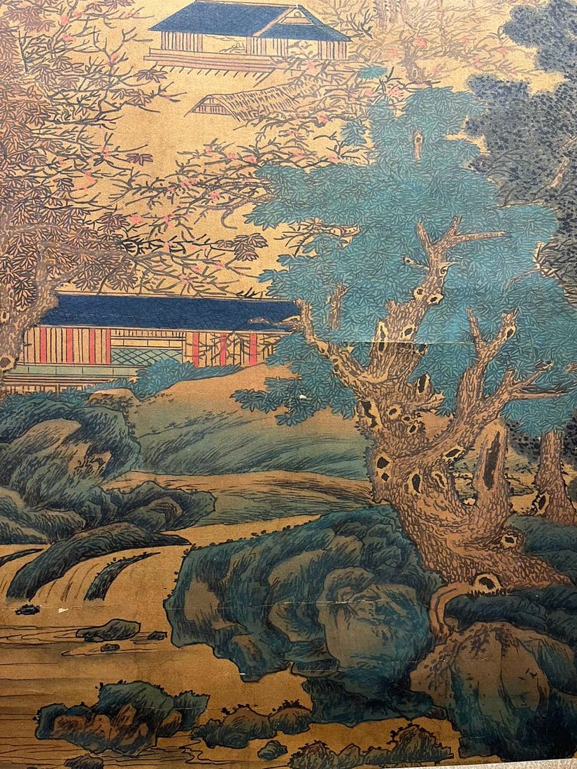 A Chinese Vertical Scroll Ink Painting of Landscape on Silk,Zhao Boju - 12