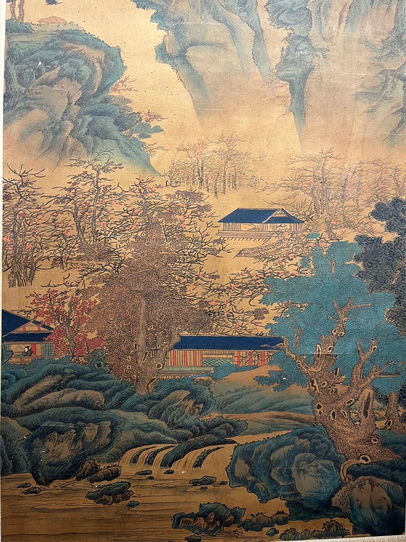 A Chinese Vertical Scroll Ink Painting of Landscape on Silk,Zhao Boju - 17