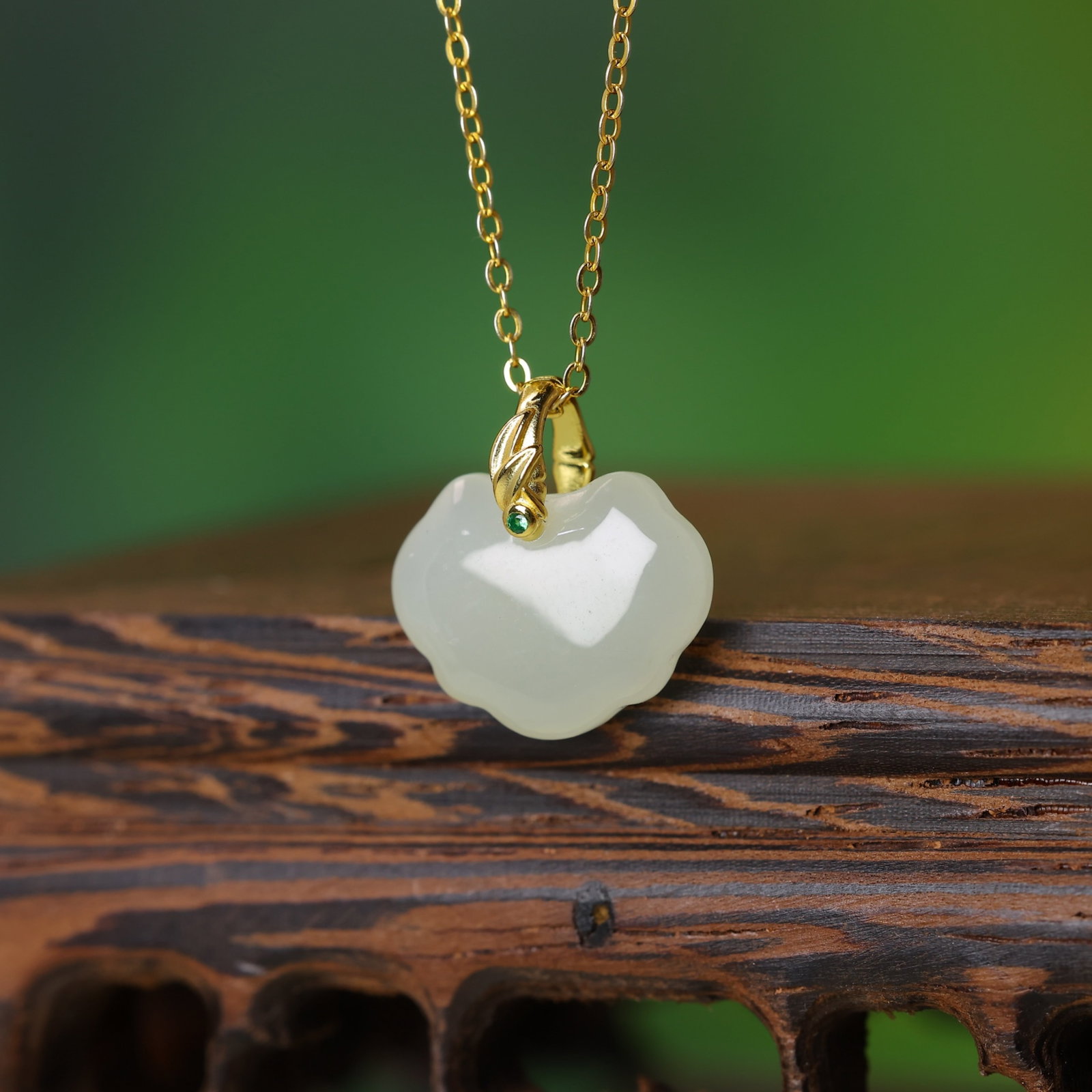 An Exquisite Sterling Silver-Gold Plated Inlaid White Jade Pendant - 2