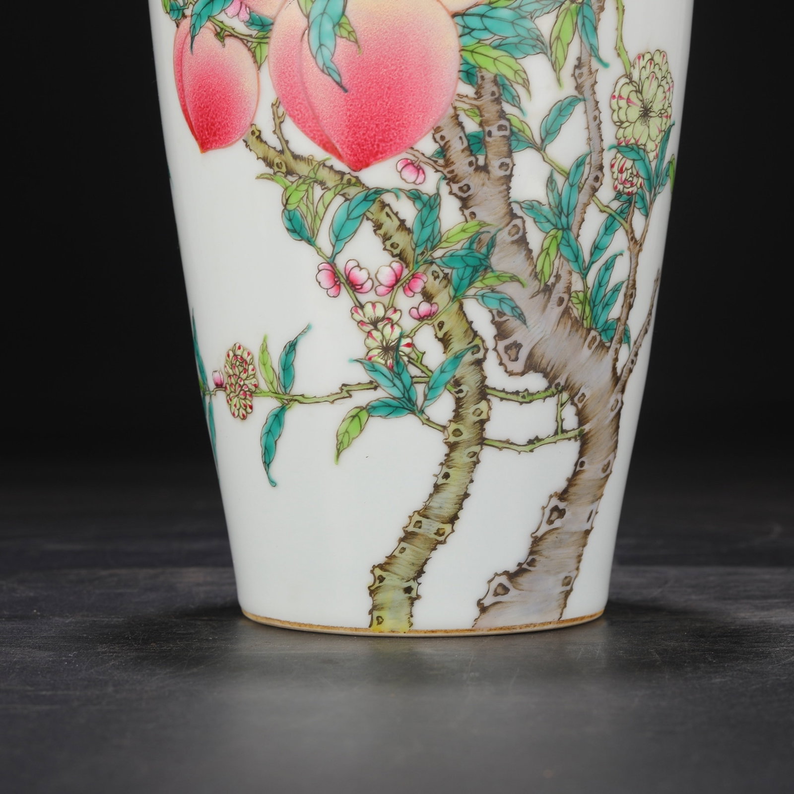 A Rare Famille-Rose Bats and Peach Pattern Vase - 4