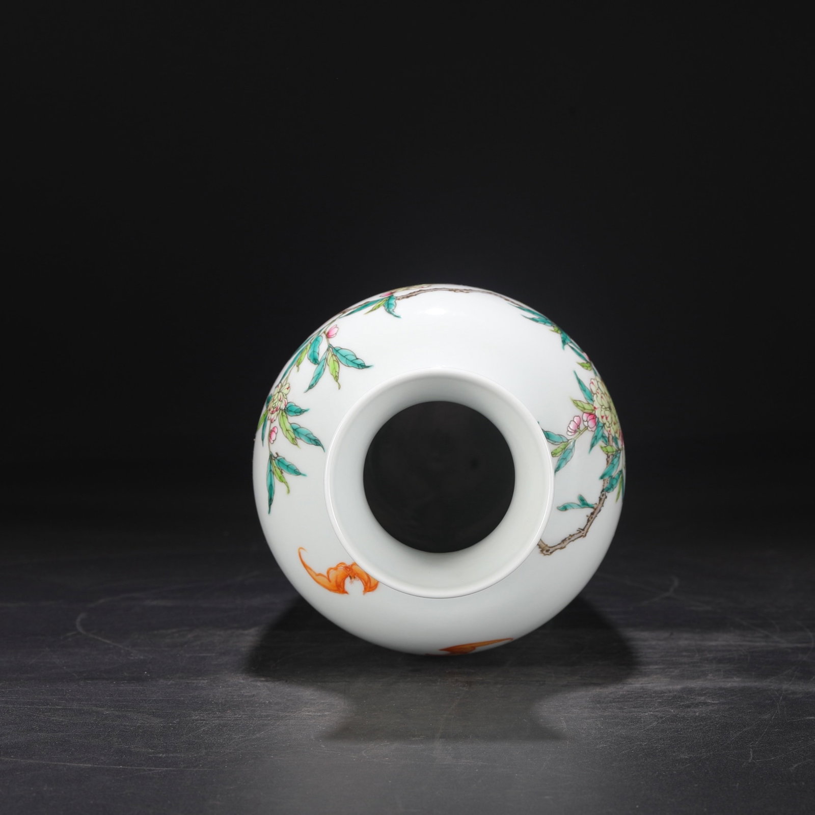 A Rare Famille-Rose Bats and Peach Pattern Vase - 5