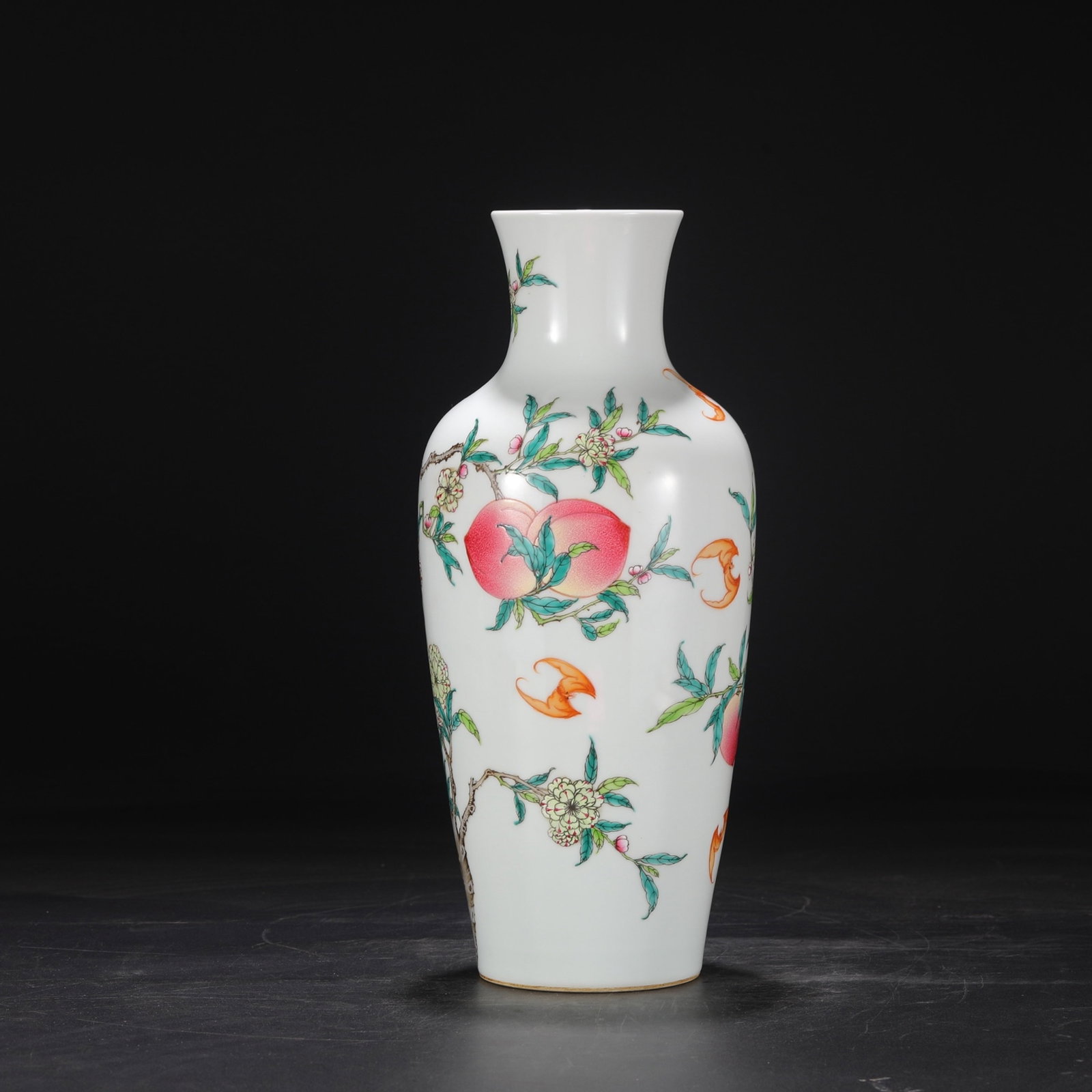 A Rare Famille-Rose Bats and Peach Pattern Vase - 6