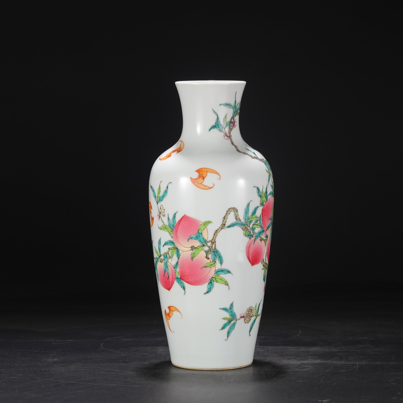 A Rare Famille-Rose Bats and Peach Pattern Vase - 7