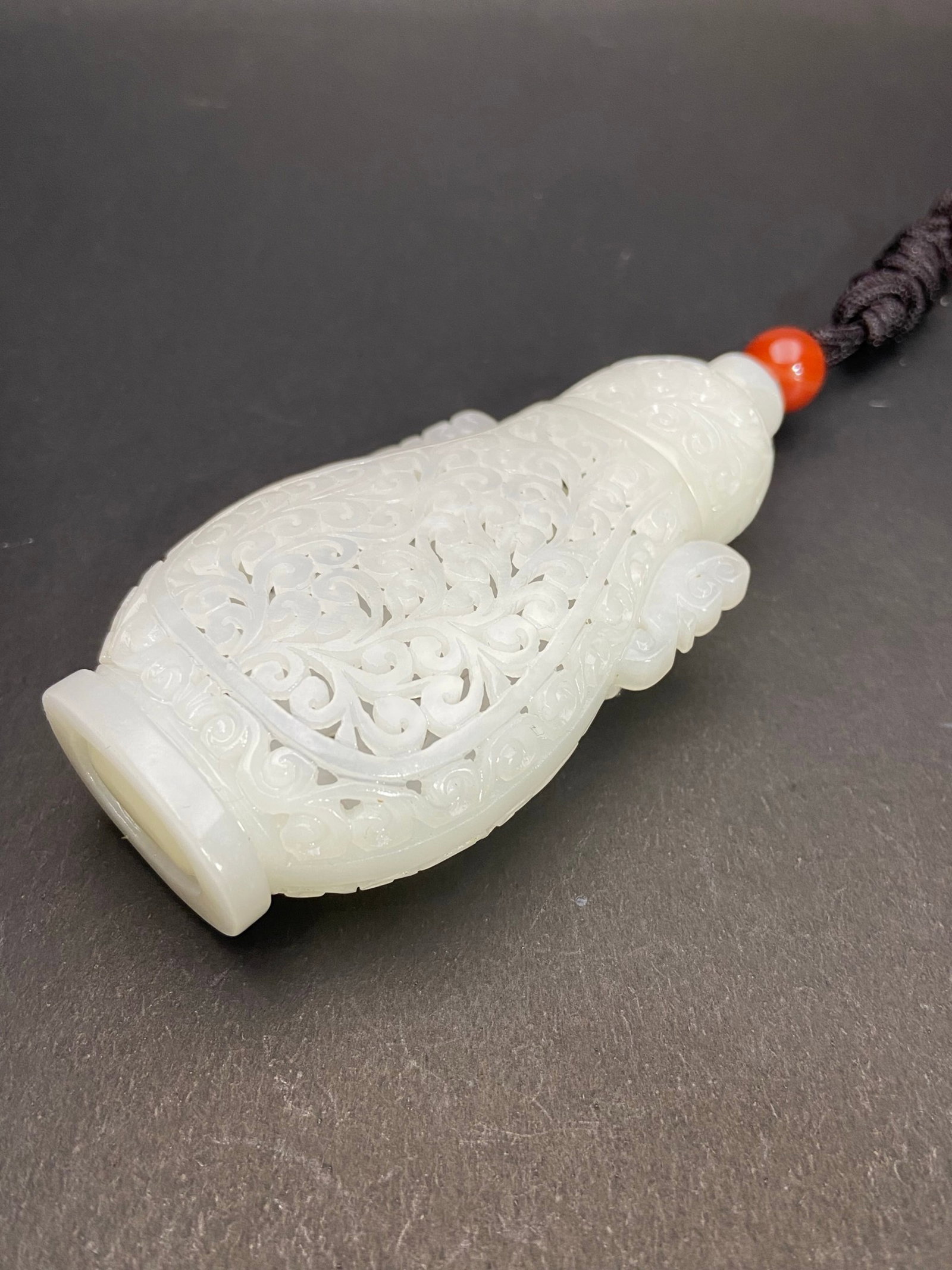 An Exquisite White Jade Hollow Double-Ears Snuff Bottle - 4