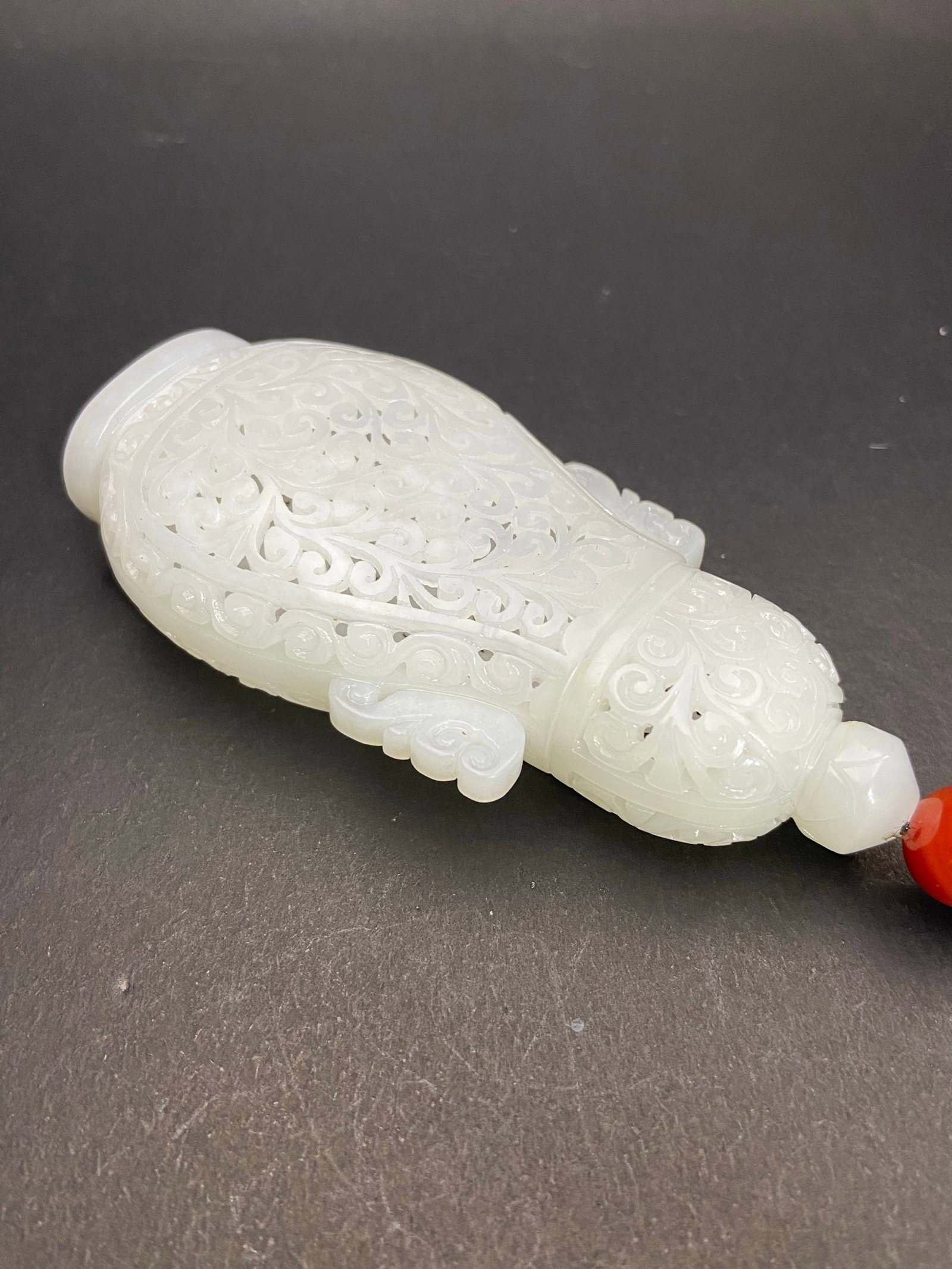 An Exquisite White Jade Hollow Double-Ears Snuff Bottle - 5