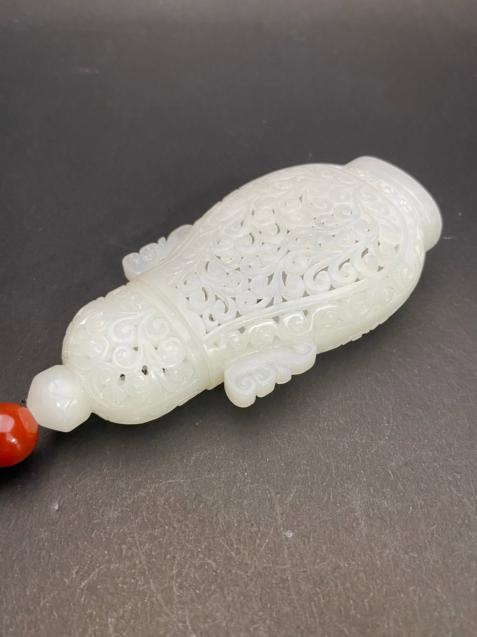 An Exquisite White Jade Hollow Double-Ears Snuff Bottle - 6
