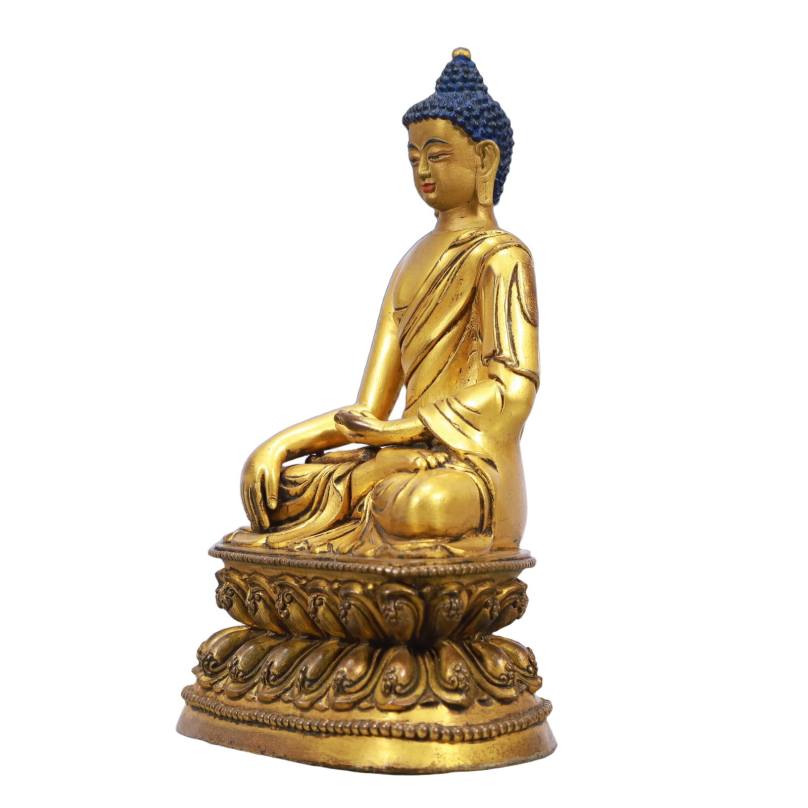 A Solemn Gilt Bronze Statue of Sakyamuni - 4