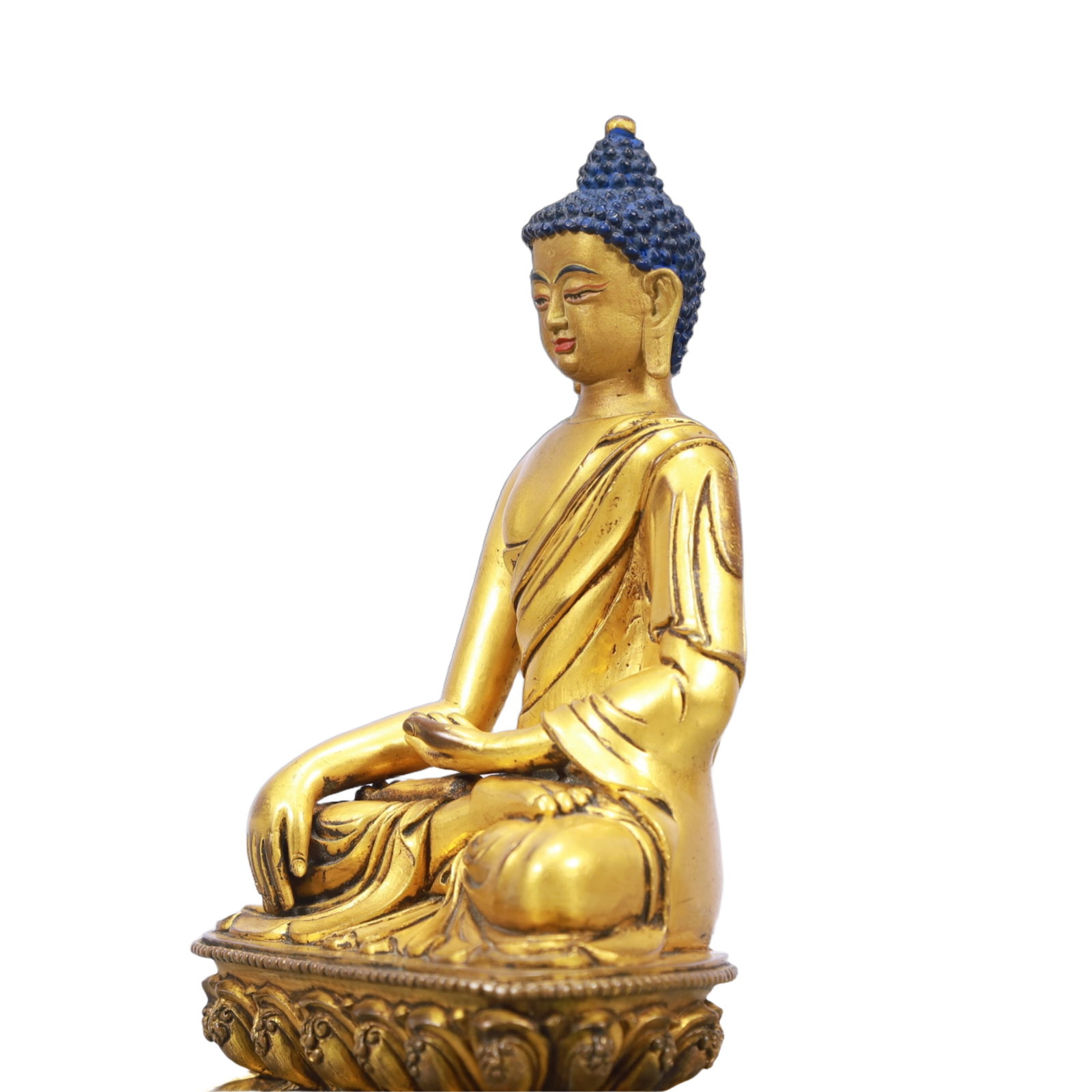 A Solemn Gilt Bronze Statue of Sakyamuni - 5