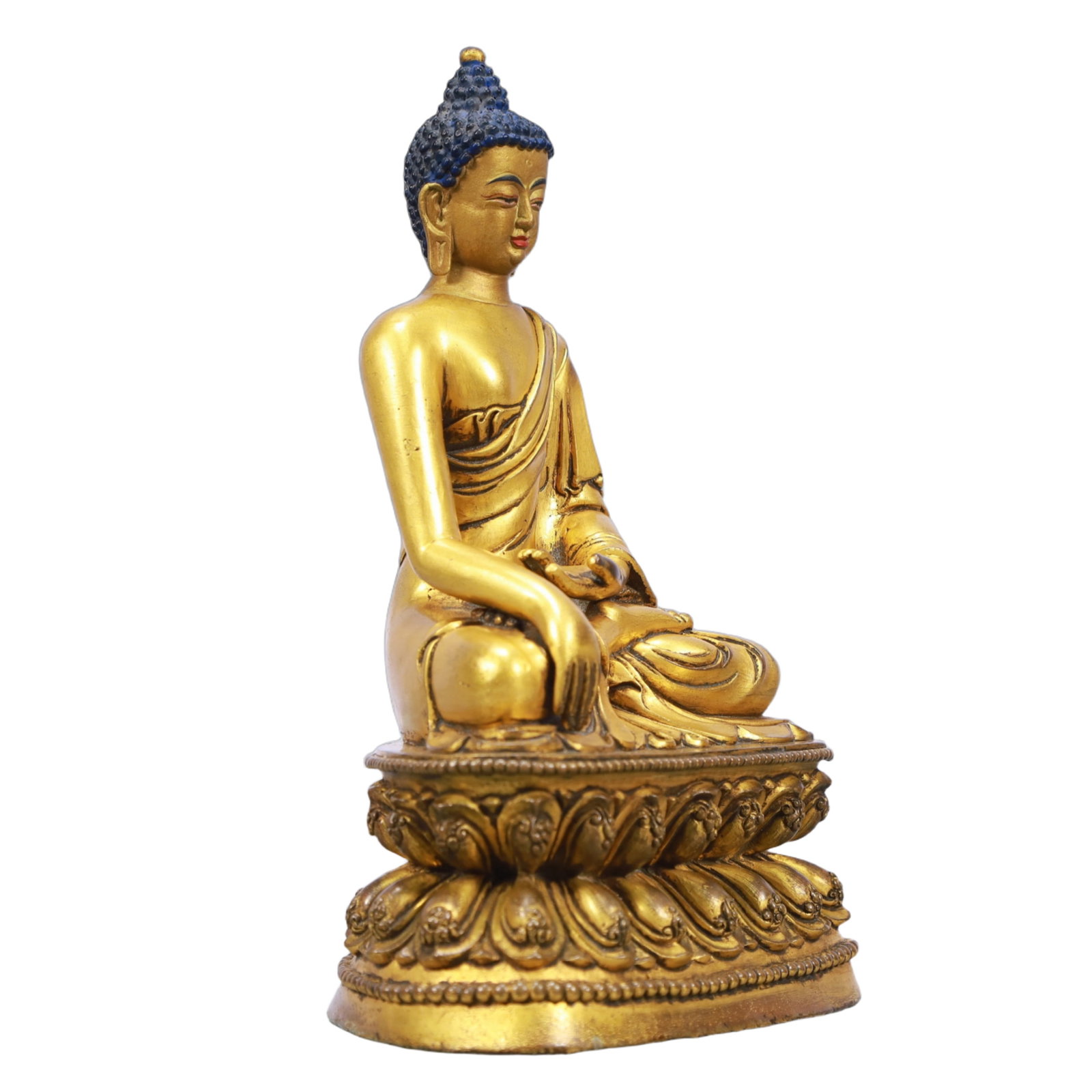 A Solemn Gilt Bronze Statue of Sakyamuni - 6