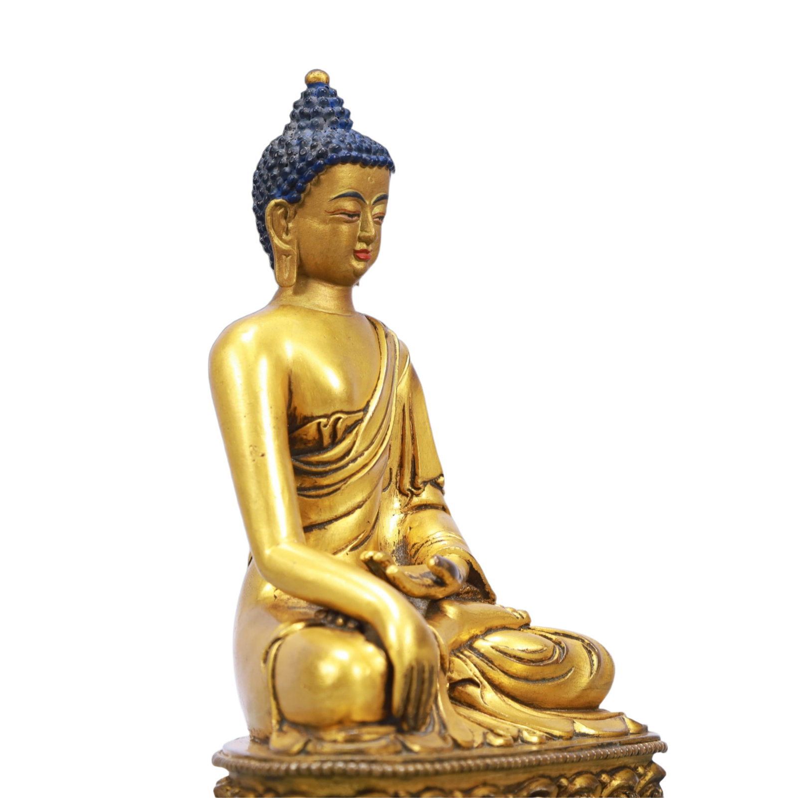 A Solemn Gilt Bronze Statue of Sakyamuni - 7