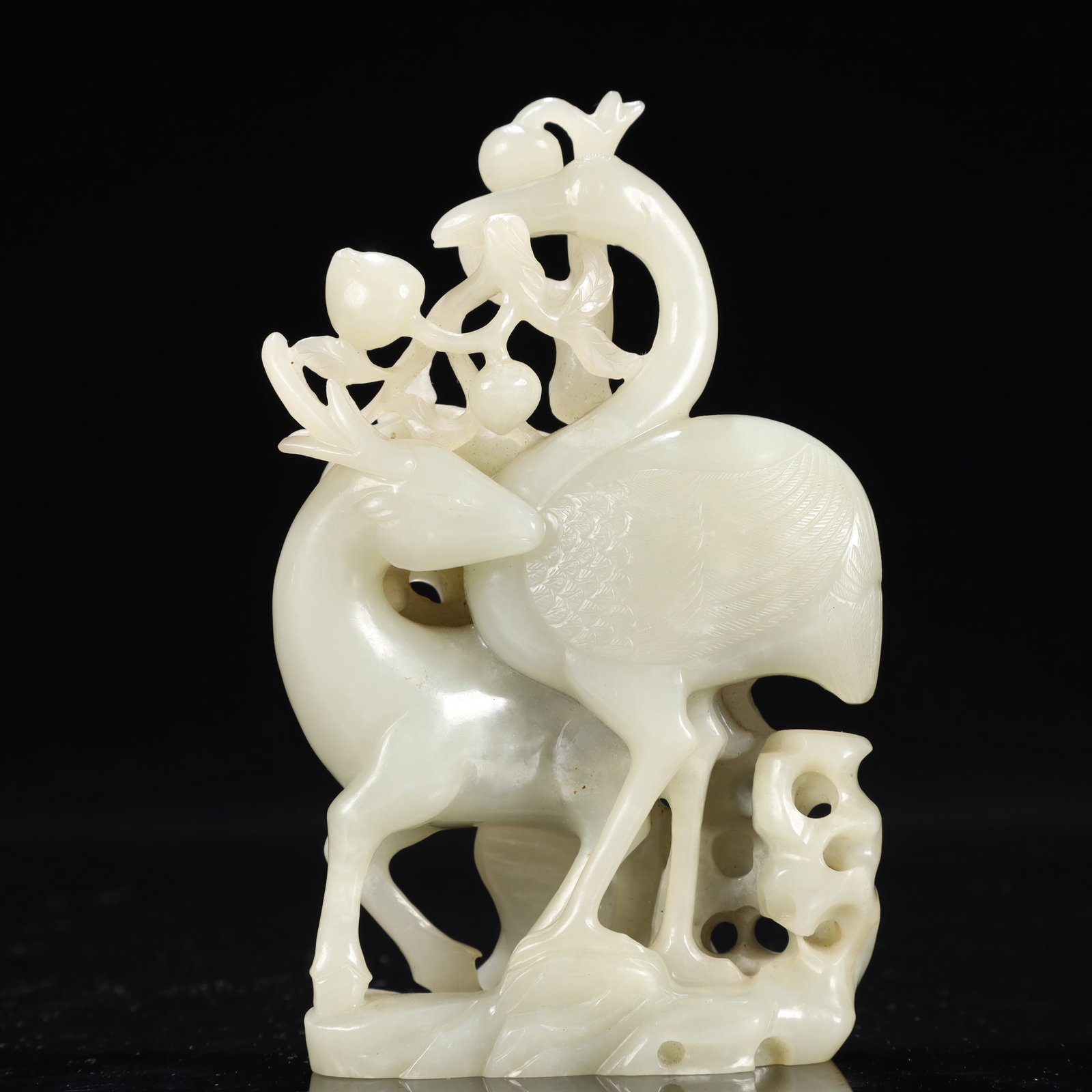An Exquisite White Jade Crane Deer Ornament (1 of 8)