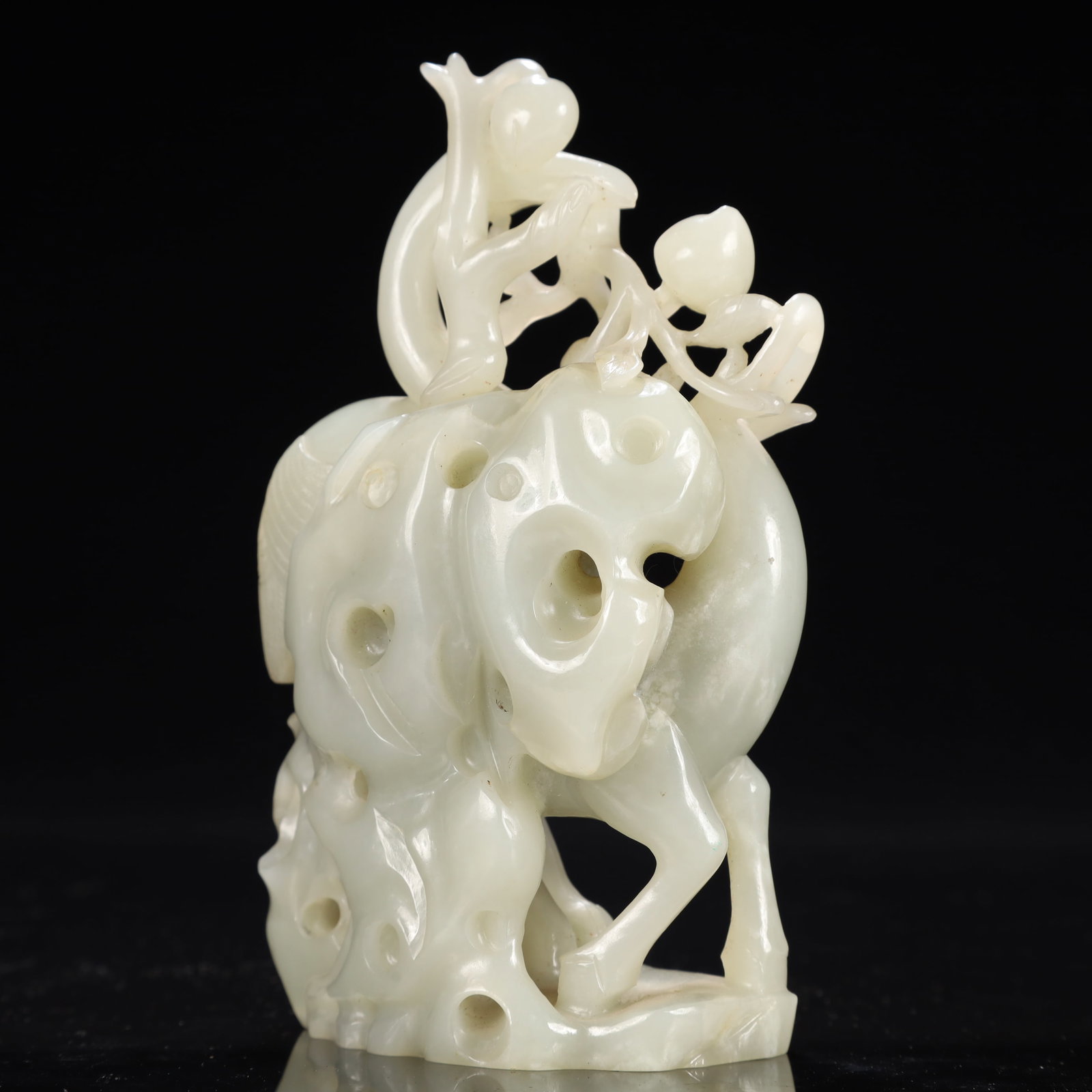 An Exquisite White Jade Crane Deer Ornament - 4