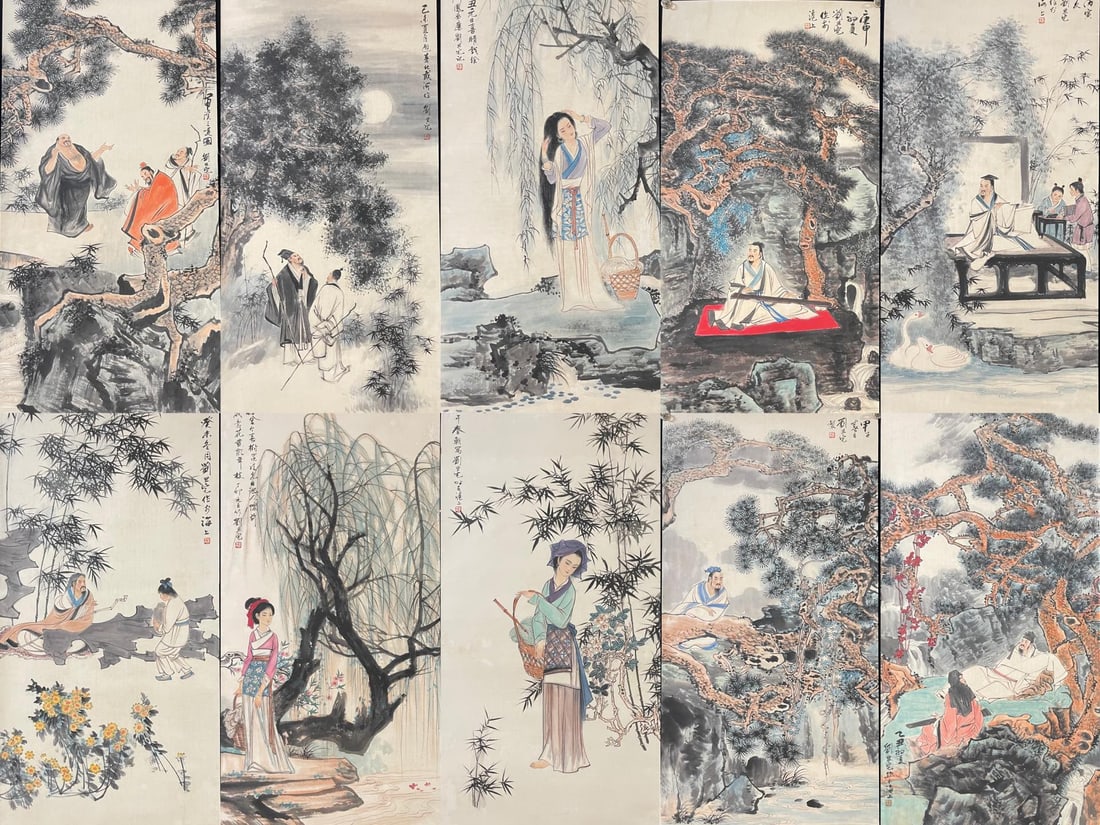 A Set of Chinese Ink Painting of Landscape and Figure on Paper,Liu Danzhai - 4