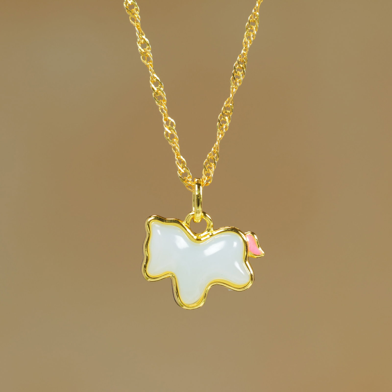 An Exquisite Sterling Silver-Gold Plated Inlaid White Jade Enamel Pendant - 2