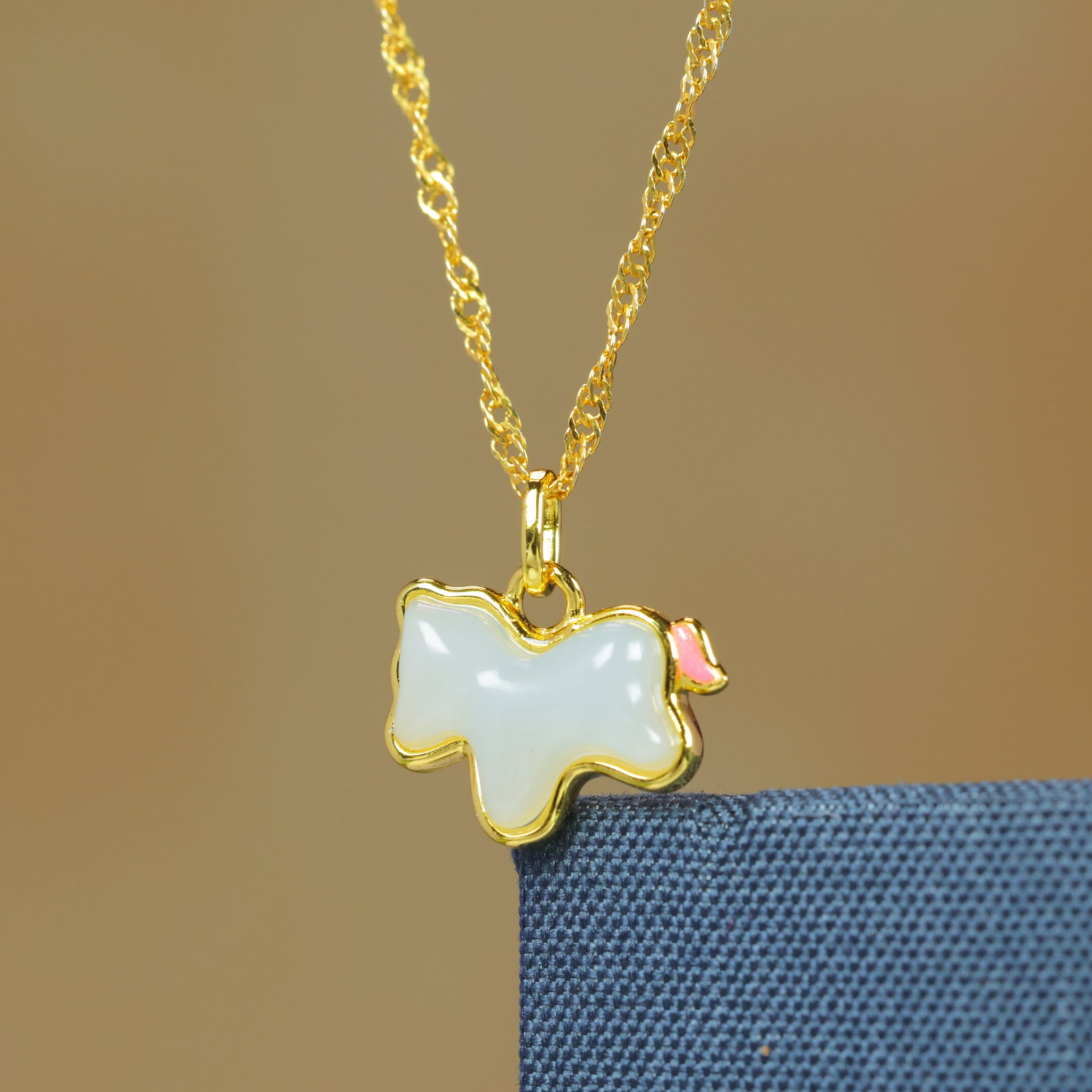 An Exquisite Sterling Silver-Gold Plated Inlaid White Jade Enamel Pendant - 3