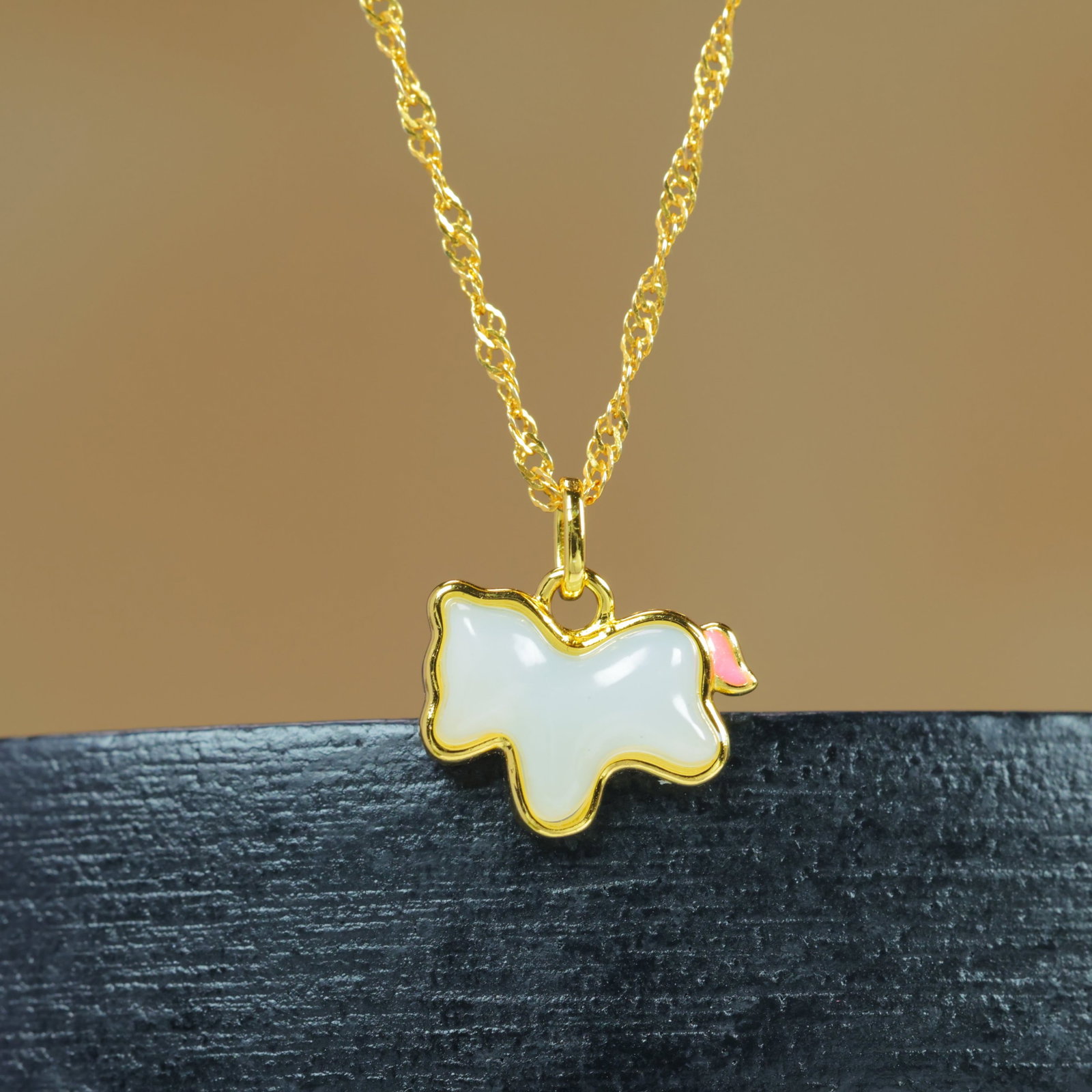 An Exquisite Sterling Silver-Gold Plated Inlaid White Jade Enamel Pendant - 4