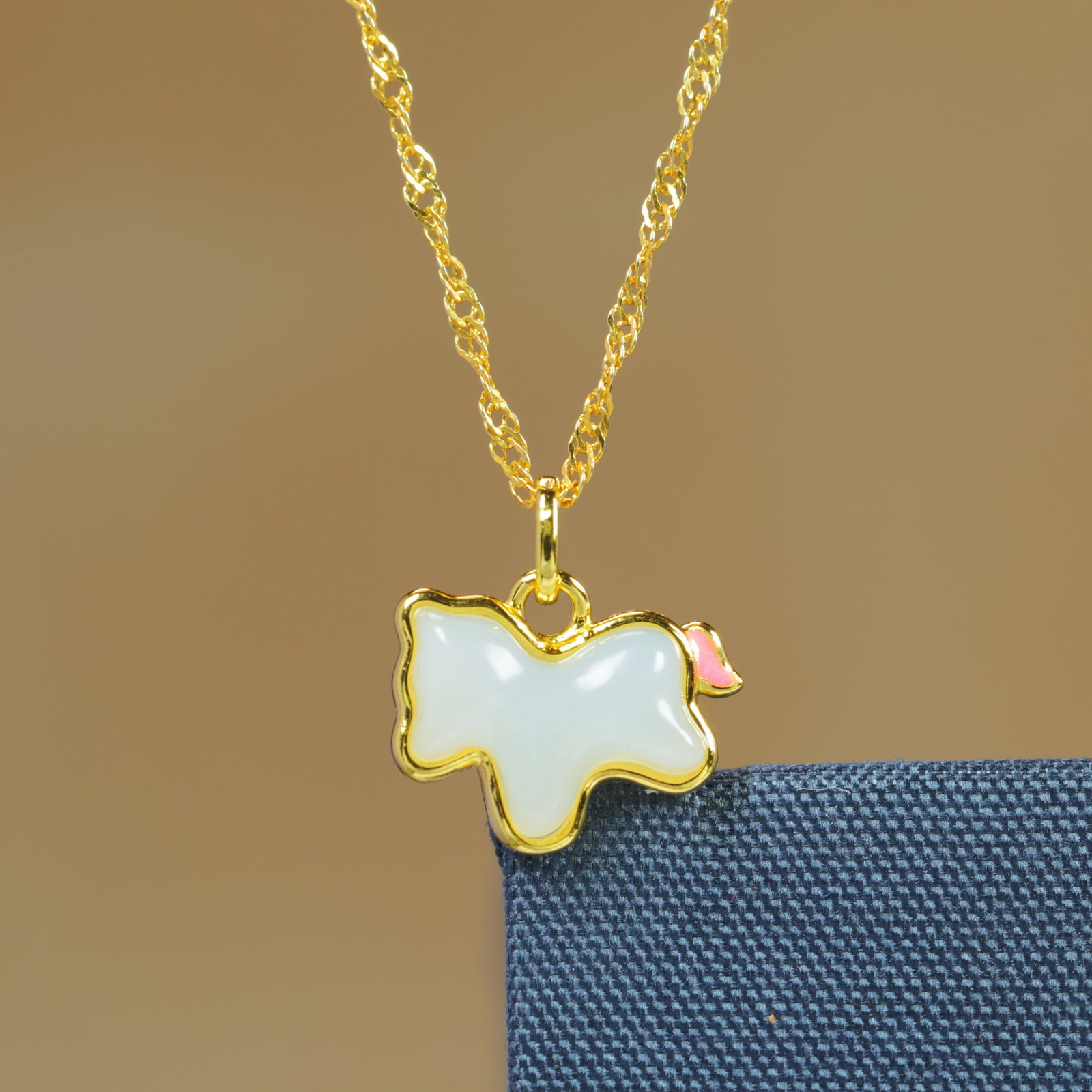 An Exquisite Sterling Silver-Gold Plated Inlaid White Jade Enamel Pendant - 5