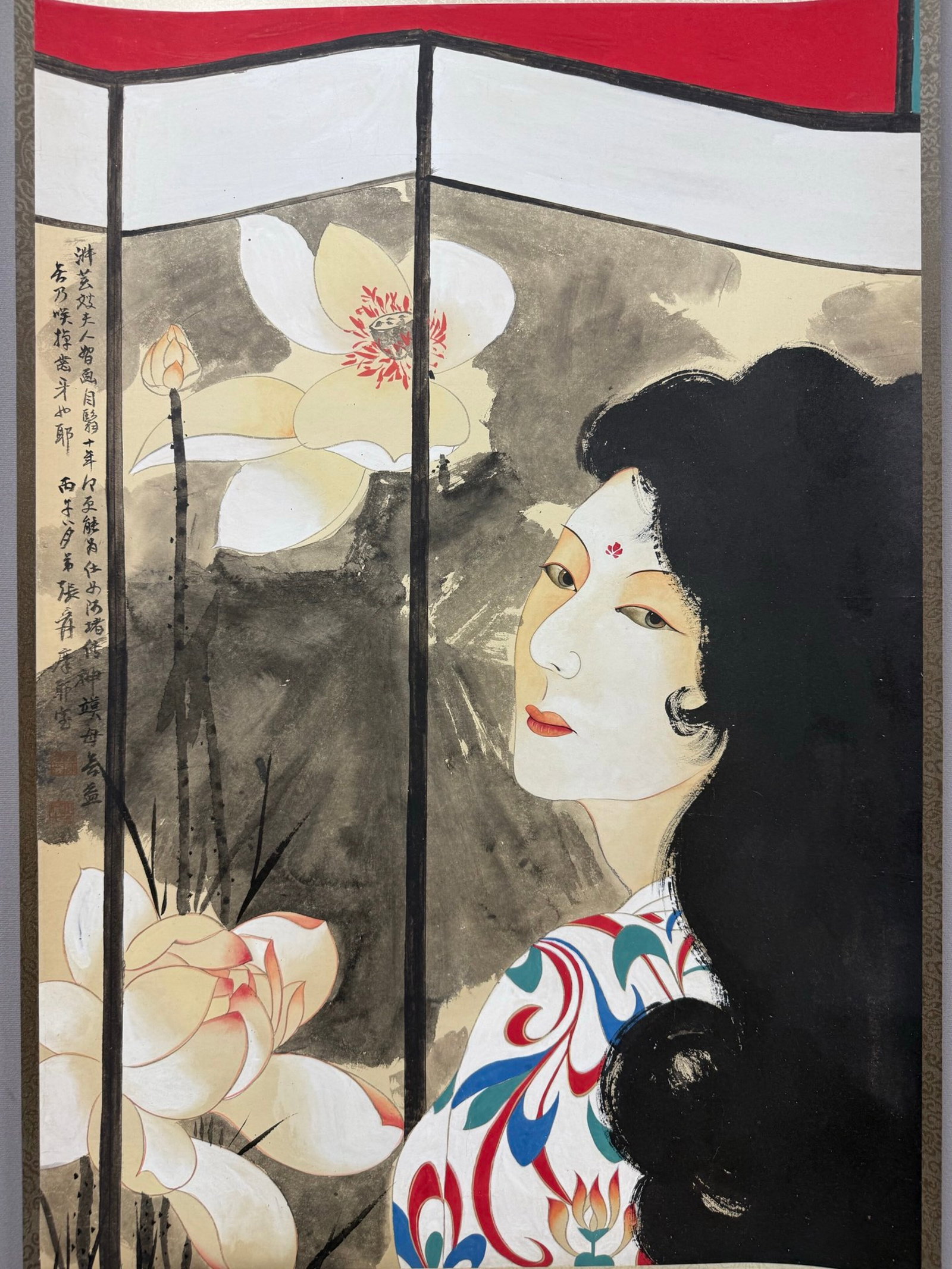 A Chinese Vertical Scroll Ink Painting of Figure on Paper,Zhang Daqian - 2