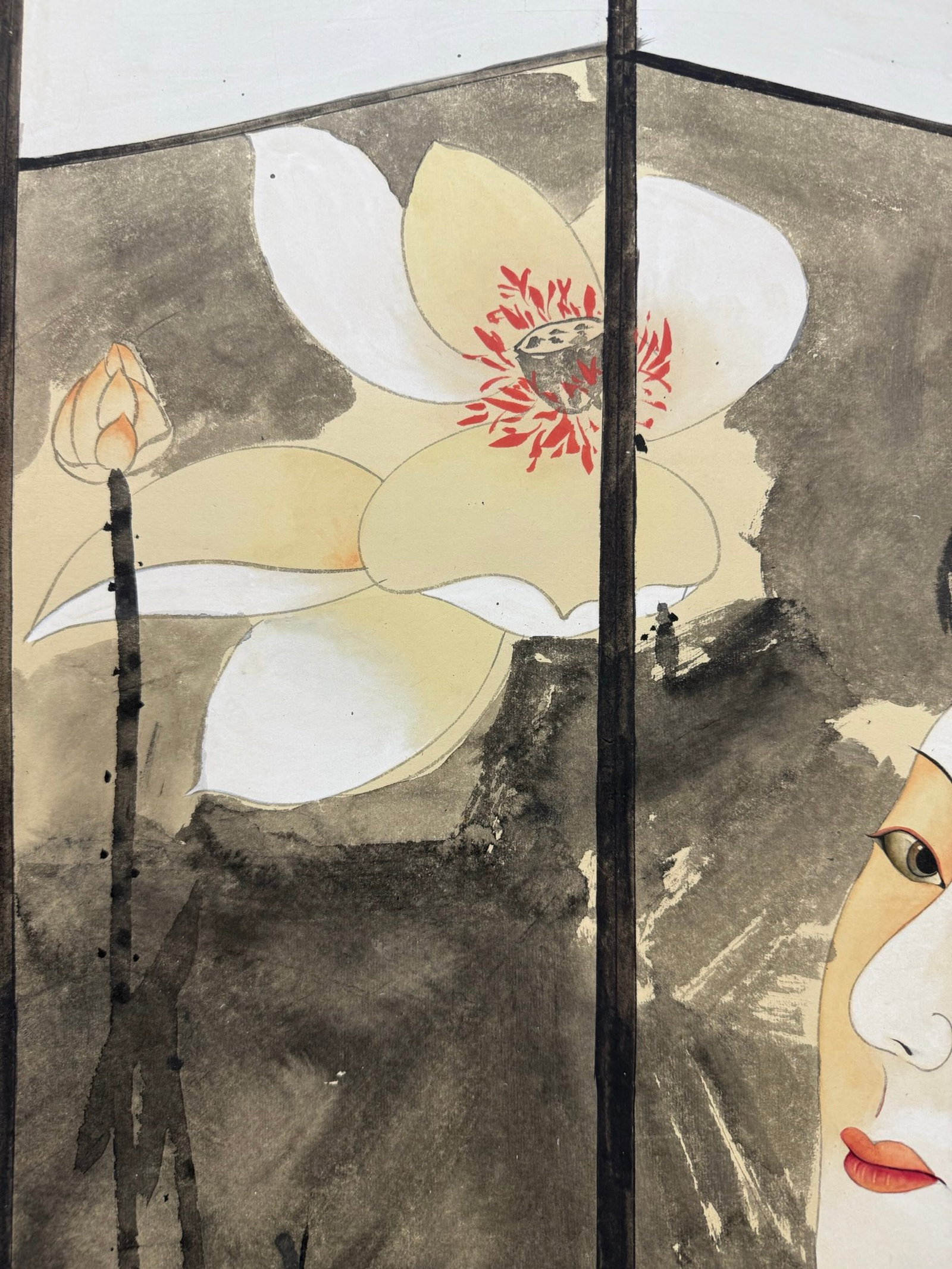 A Chinese Vertical Scroll Ink Painting of Figure on Paper,Zhang Daqian - 6