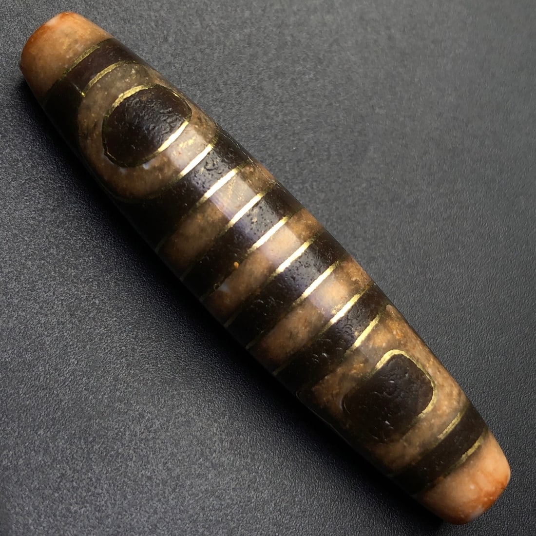 An Exquisite Dzi Bead Pendant,Inlaid Silver Wire - 5