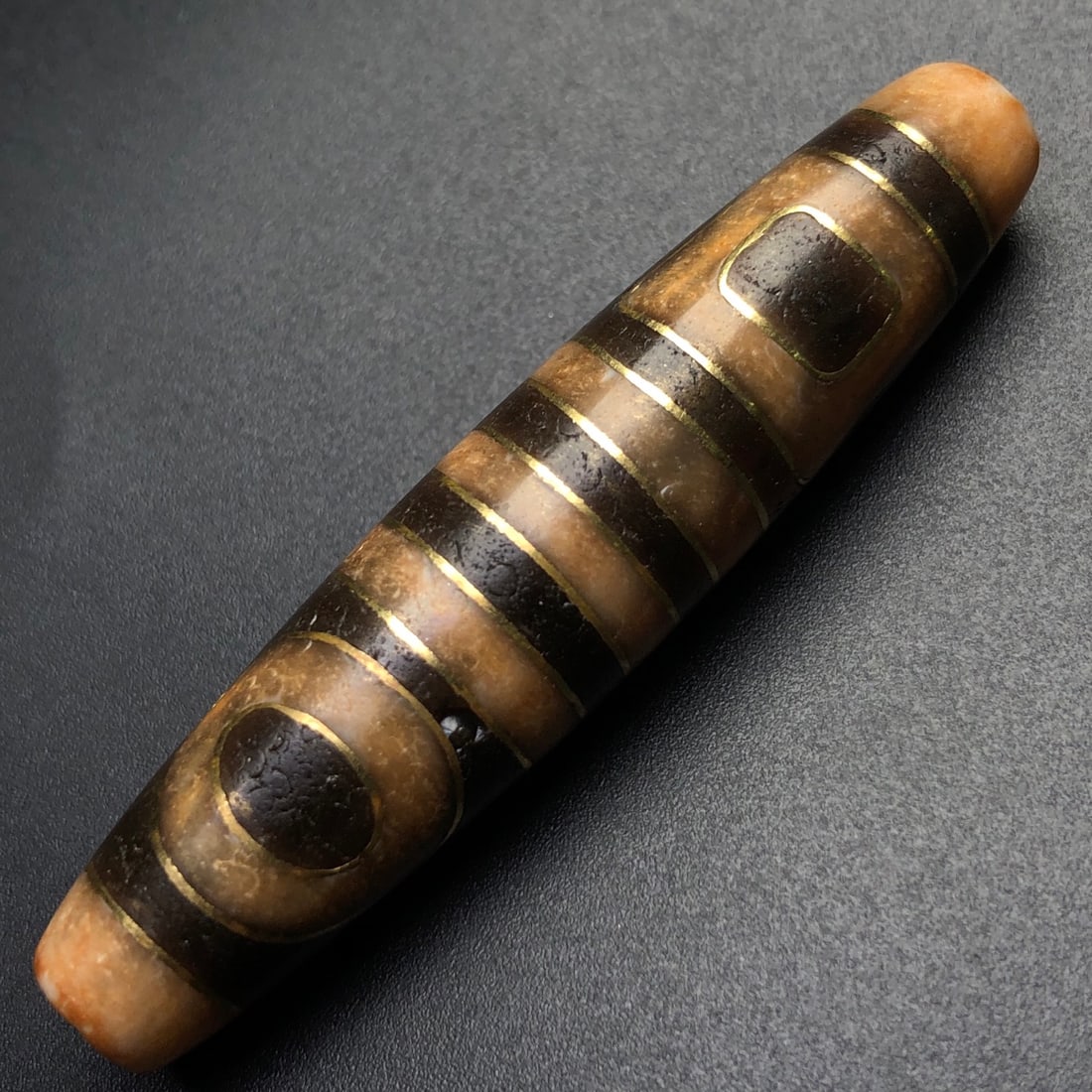 An Exquisite Dzi Bead Pendant,Inlaid Silver Wire - 6