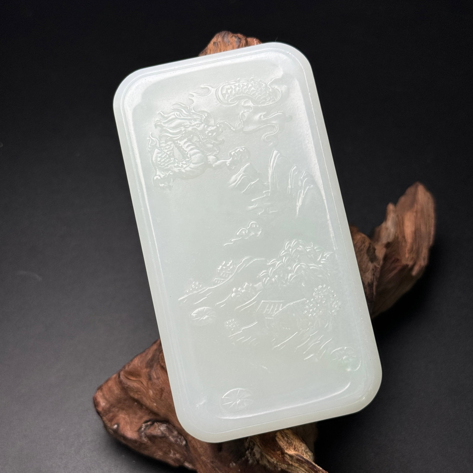 An Exquisite White Jade Landscape and Avalokitesvara Pattern Pendant - 3