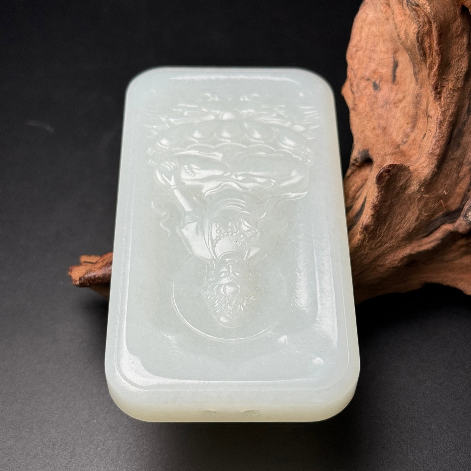 An Exquisite White Jade Landscape and Avalokitesvara Pattern Pendant - 6