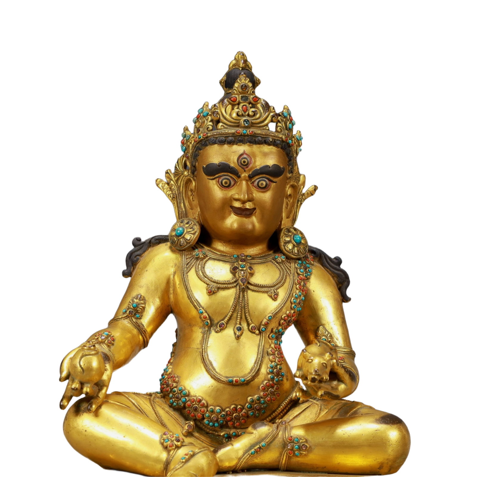 A Solemn Gilt Bronze Statue of Mammon,Inlaid Turquoise - 2