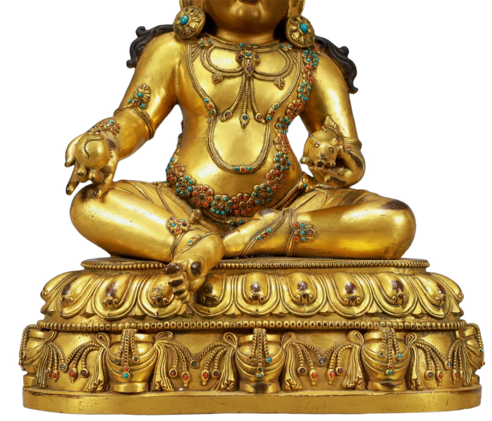 A Solemn Gilt Bronze Statue of Mammon,Inlaid Turquoise - 3
