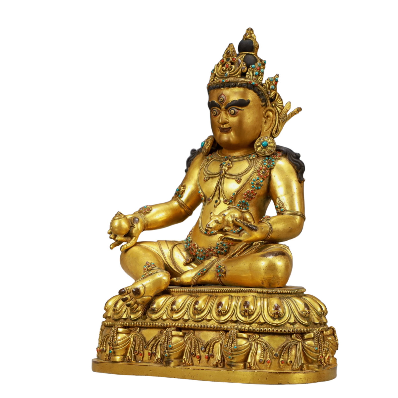 A Solemn Gilt Bronze Statue of Mammon,Inlaid Turquoise - 4