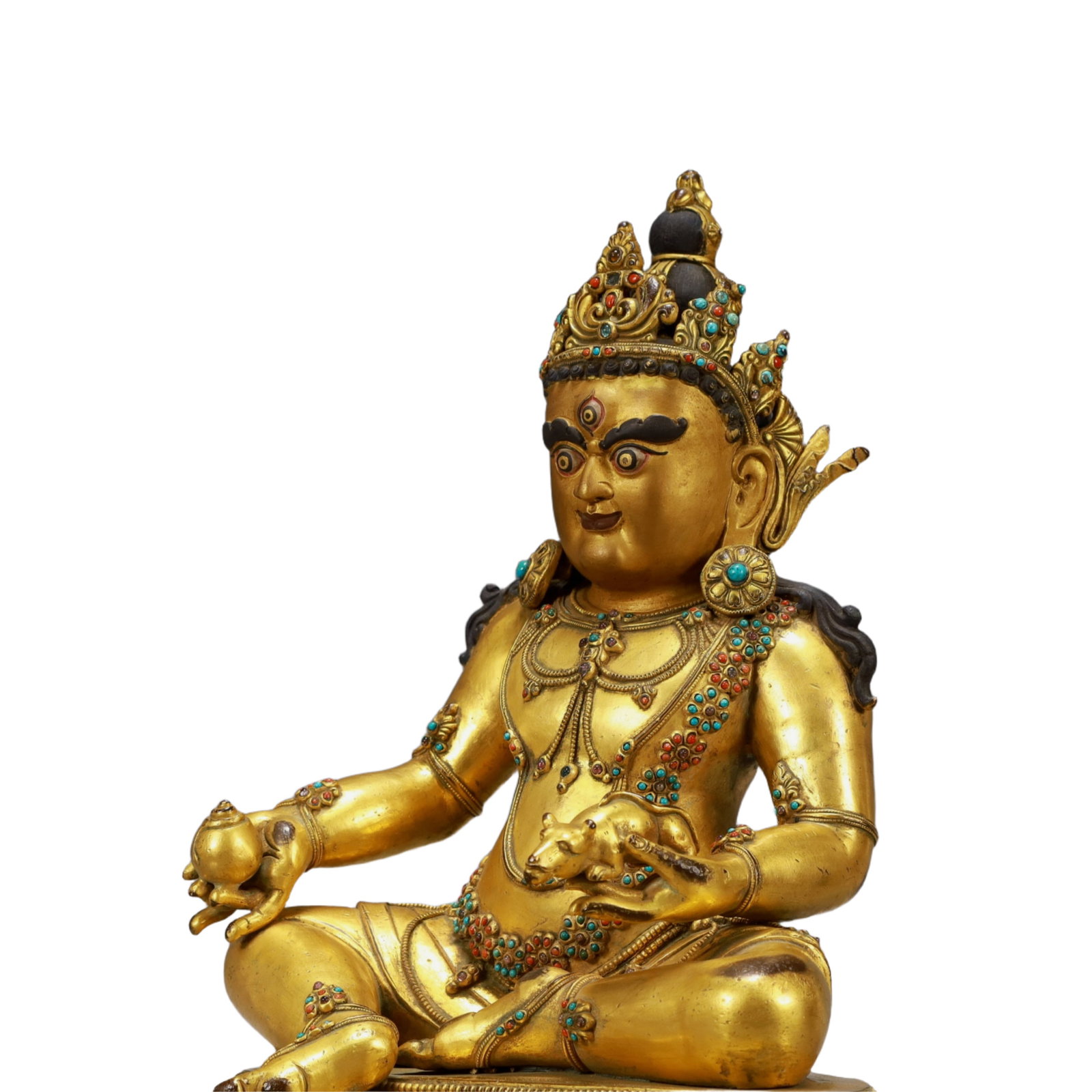 A Solemn Gilt Bronze Statue of Mammon,Inlaid Turquoise - 5
