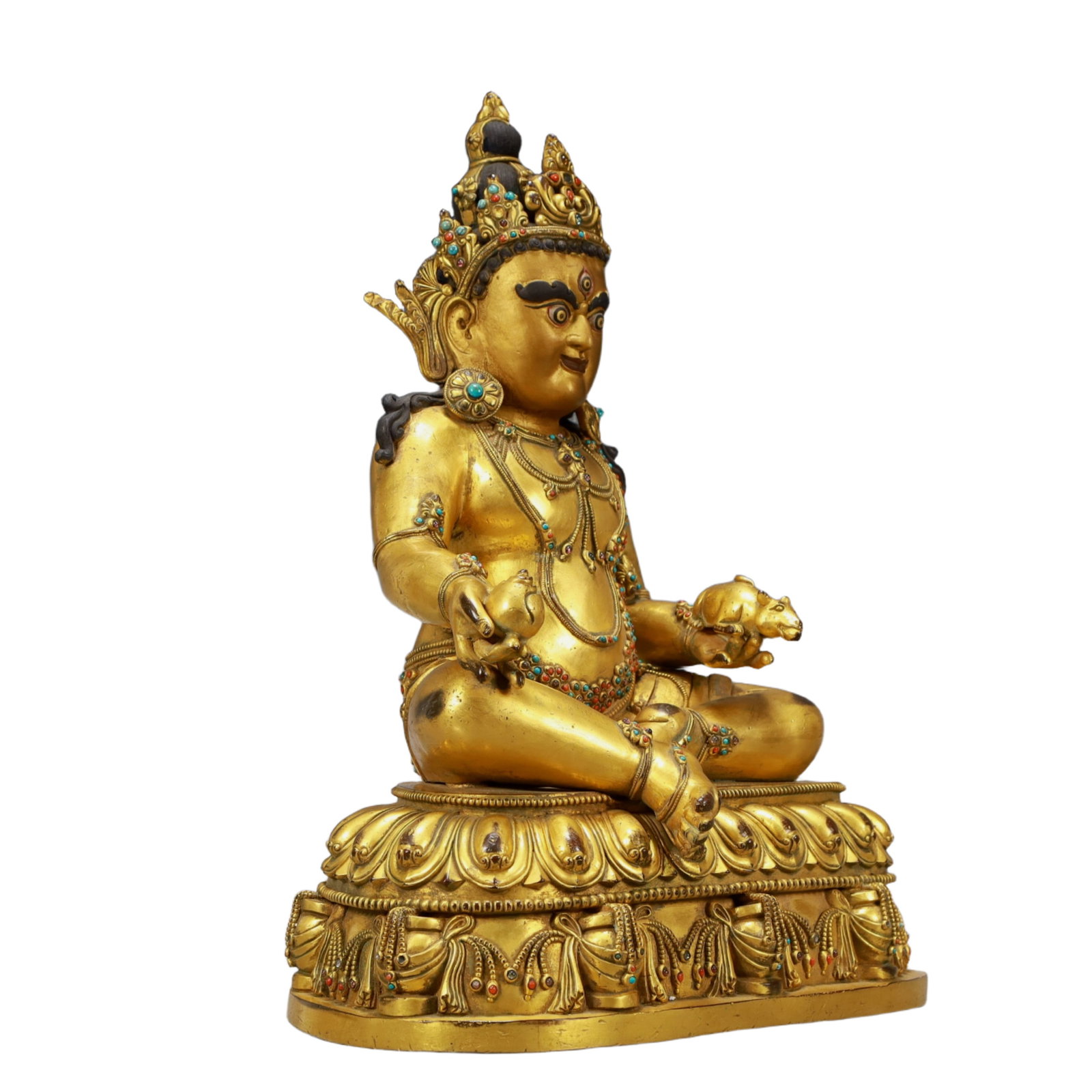 A Solemn Gilt Bronze Statue of Mammon,Inlaid Turquoise - 6