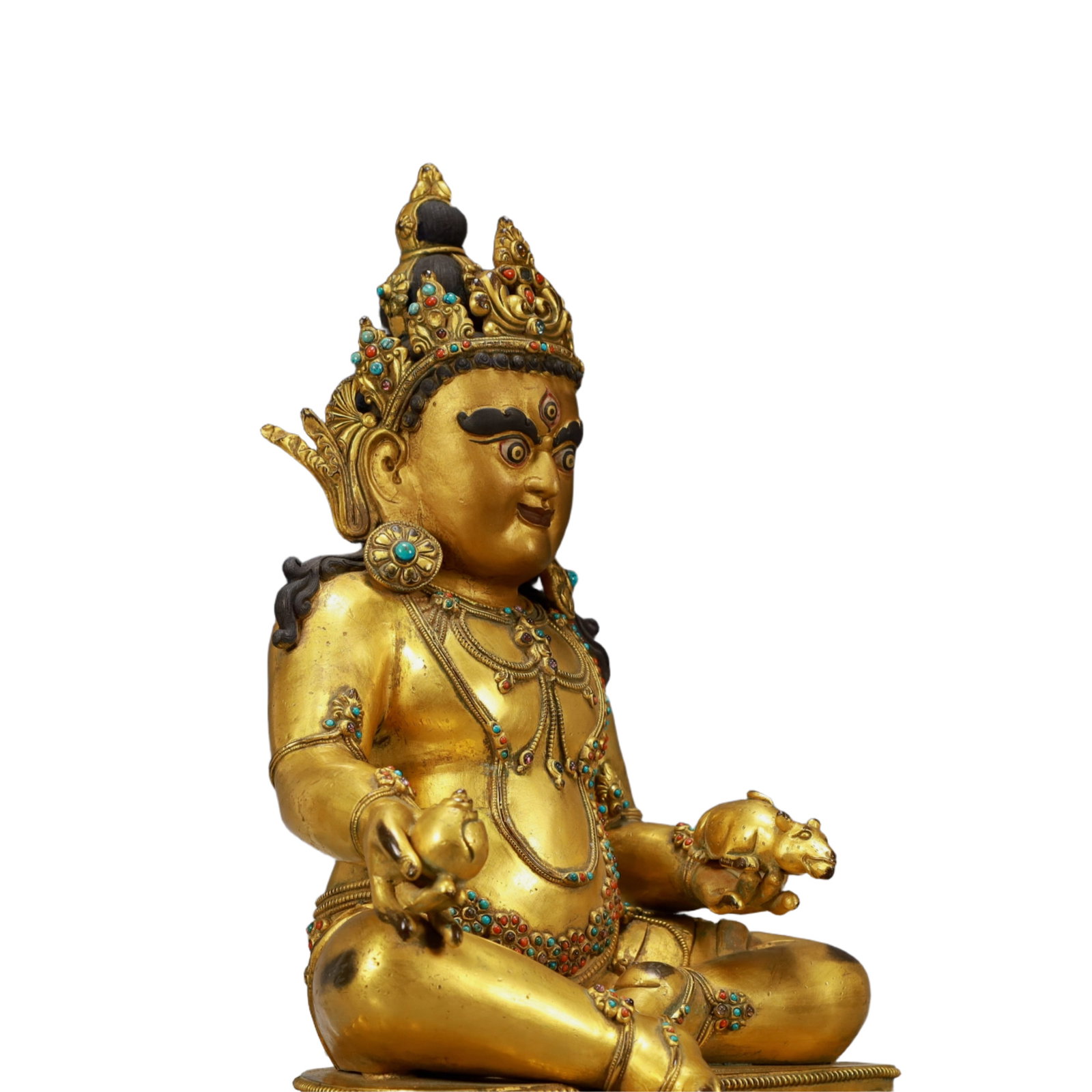 A Solemn Gilt Bronze Statue of Mammon,Inlaid Turquoise - 7