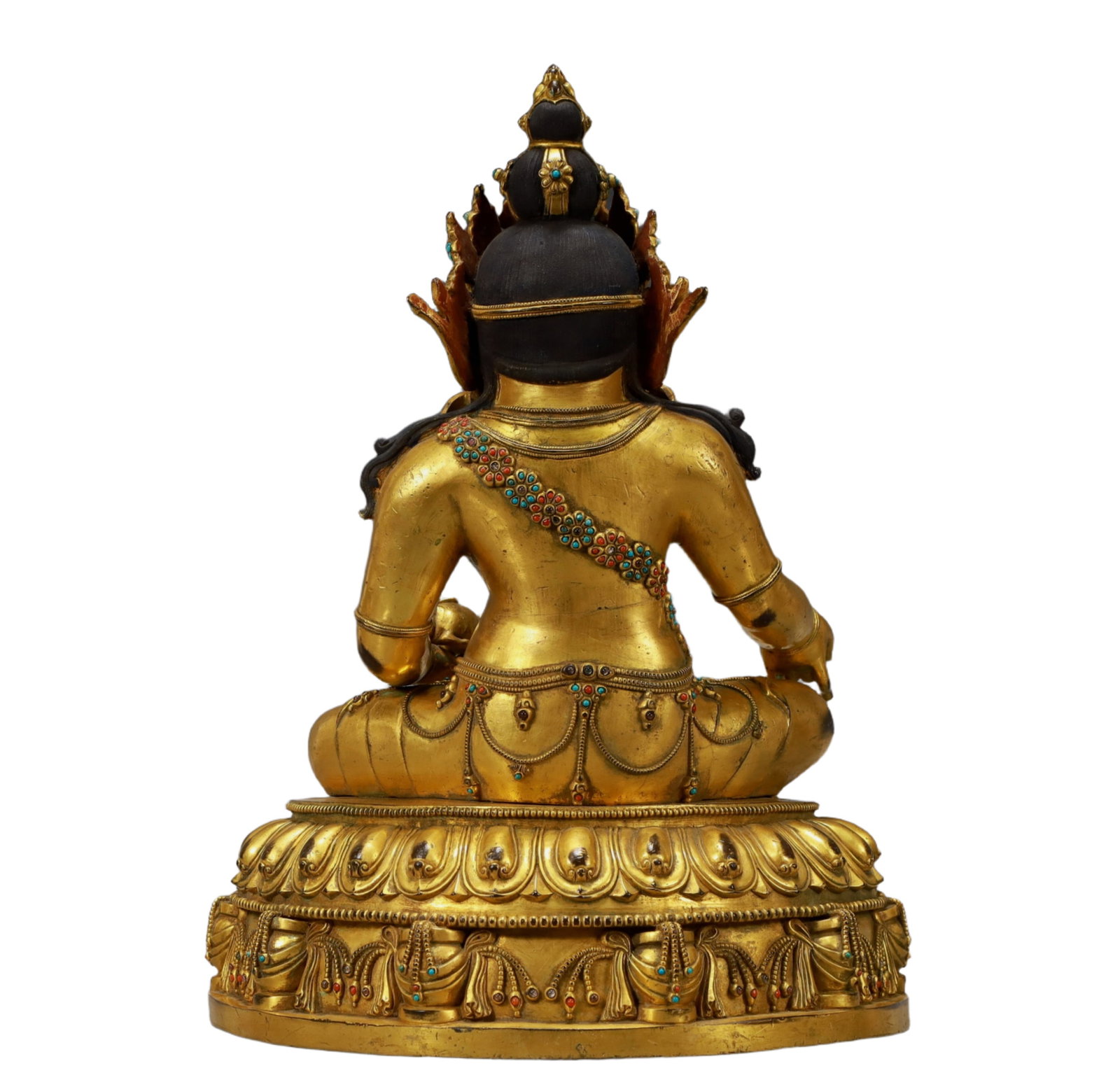 A Solemn Gilt Bronze Statue of Mammon,Inlaid Turquoise - 8