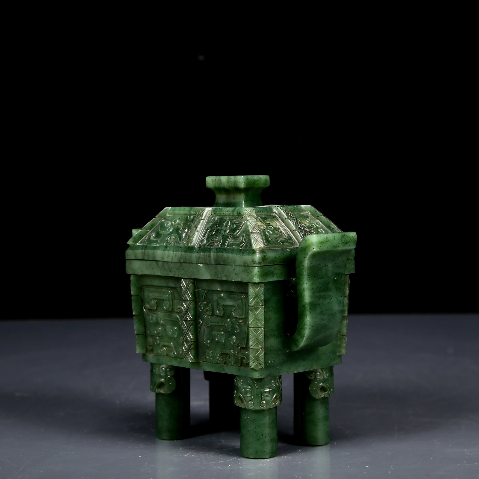 An Exquisite Jasper Beast-Face Pattern Double-Ears Censer - 6