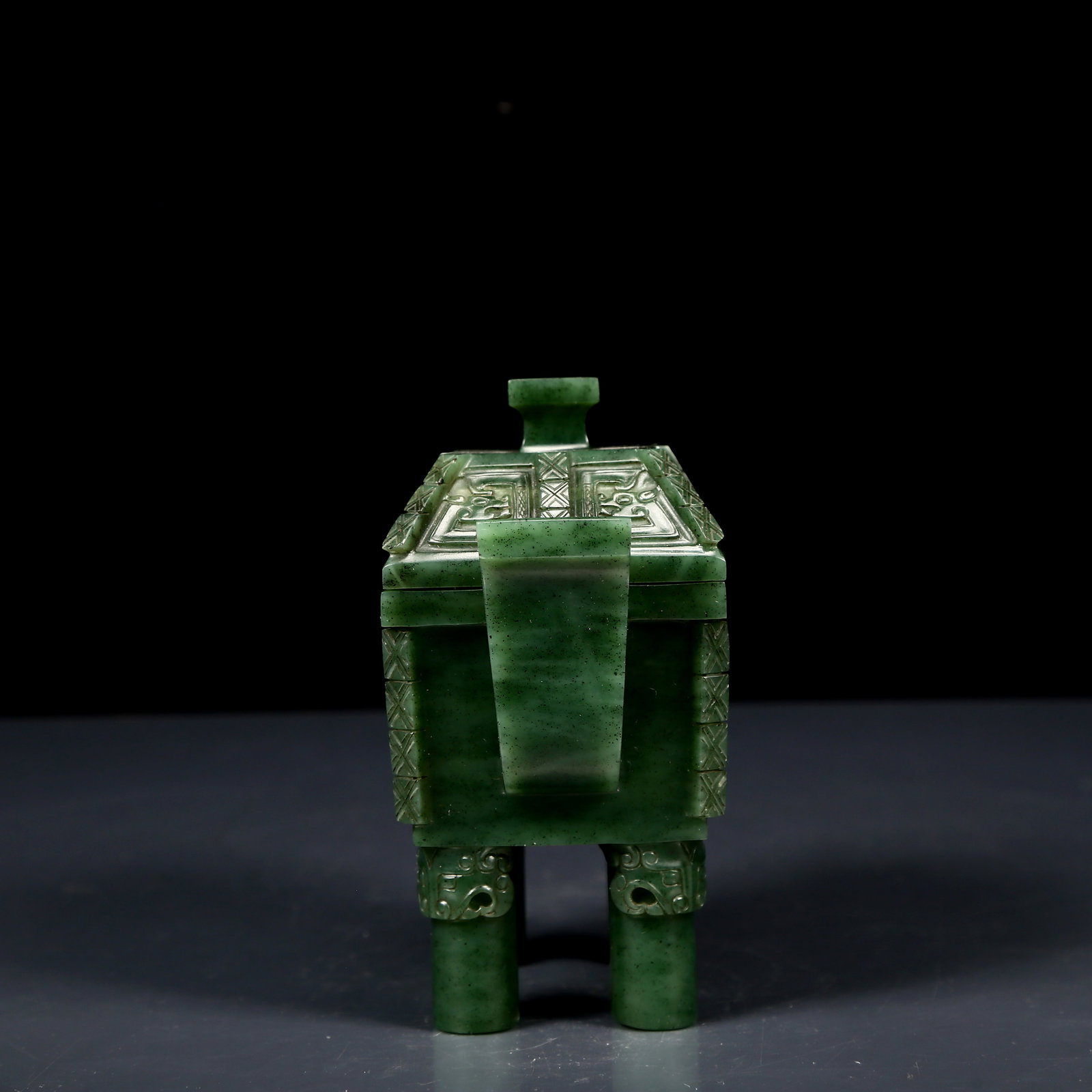 An Exquisite Jasper Beast-Face Pattern Double-Ears Censer - 7