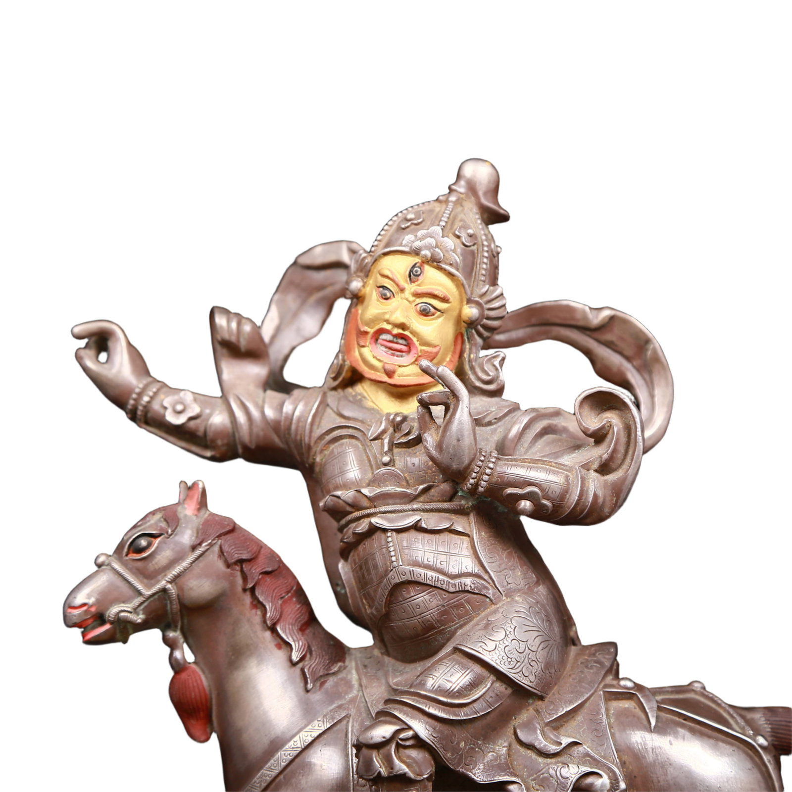 An exquisite gilt-bronze and silver horse-riding statue of the Mammon - 2
