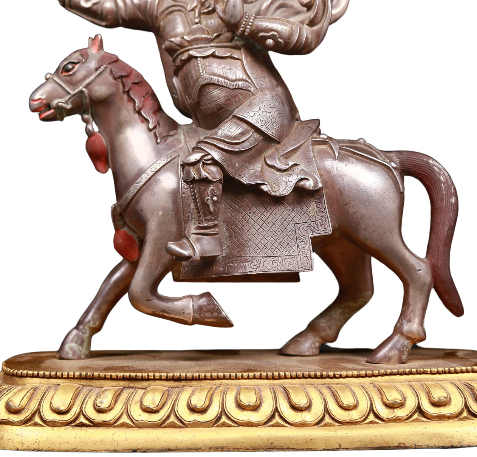 An exquisite gilt-bronze and silver horse-riding statue of the Mammon - 3