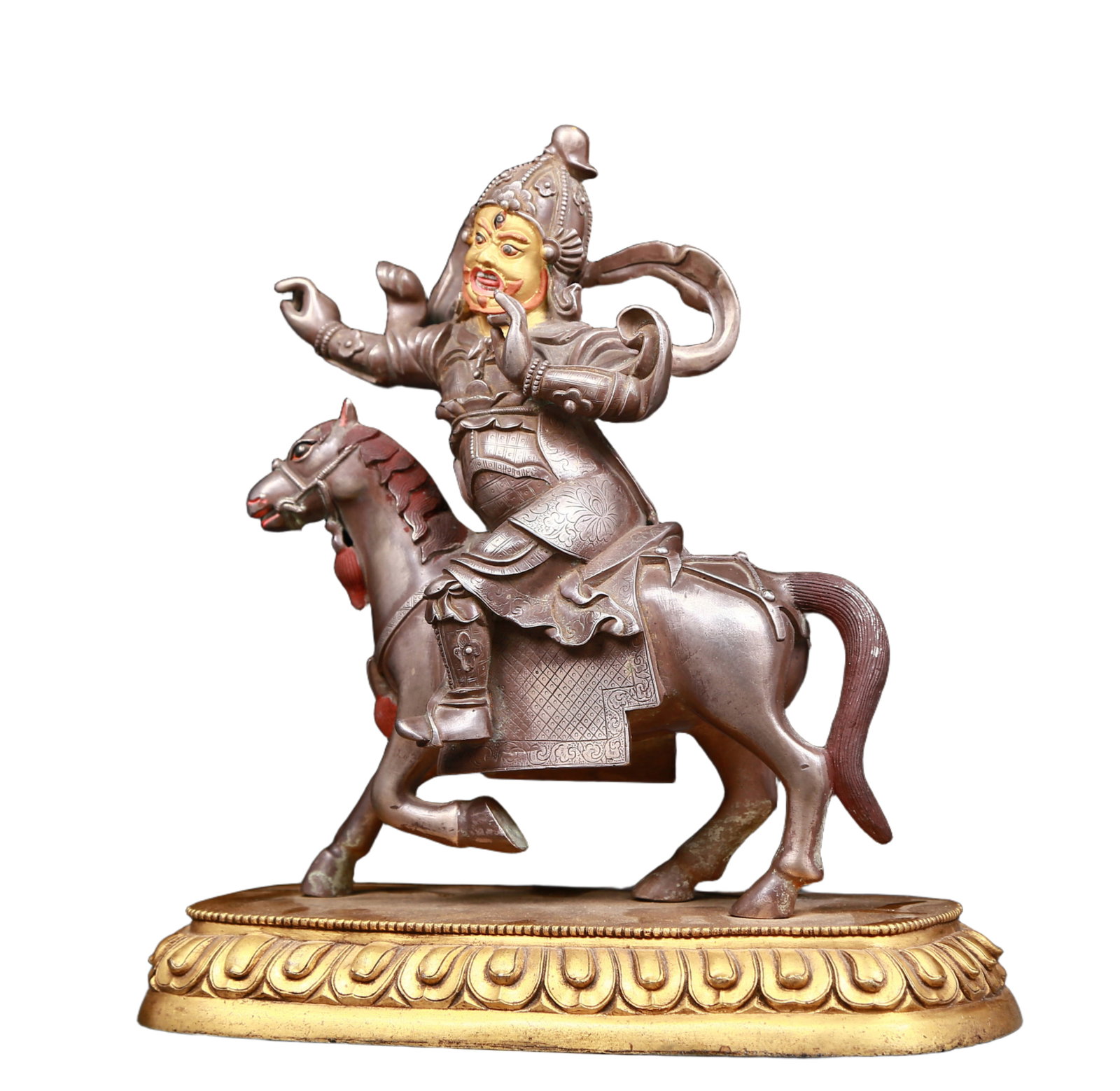 An exquisite gilt-bronze and silver horse-riding statue of the Mammon - 4