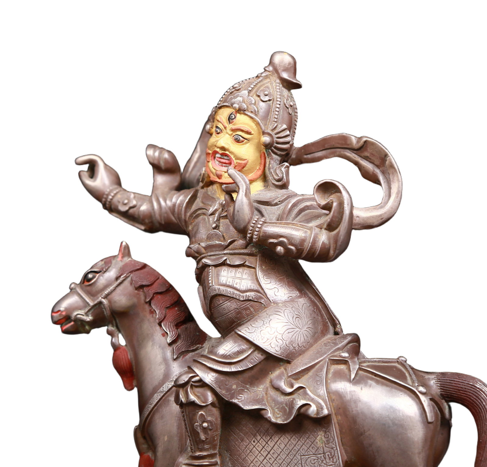 An exquisite gilt-bronze and silver horse-riding statue of the Mammon - 5