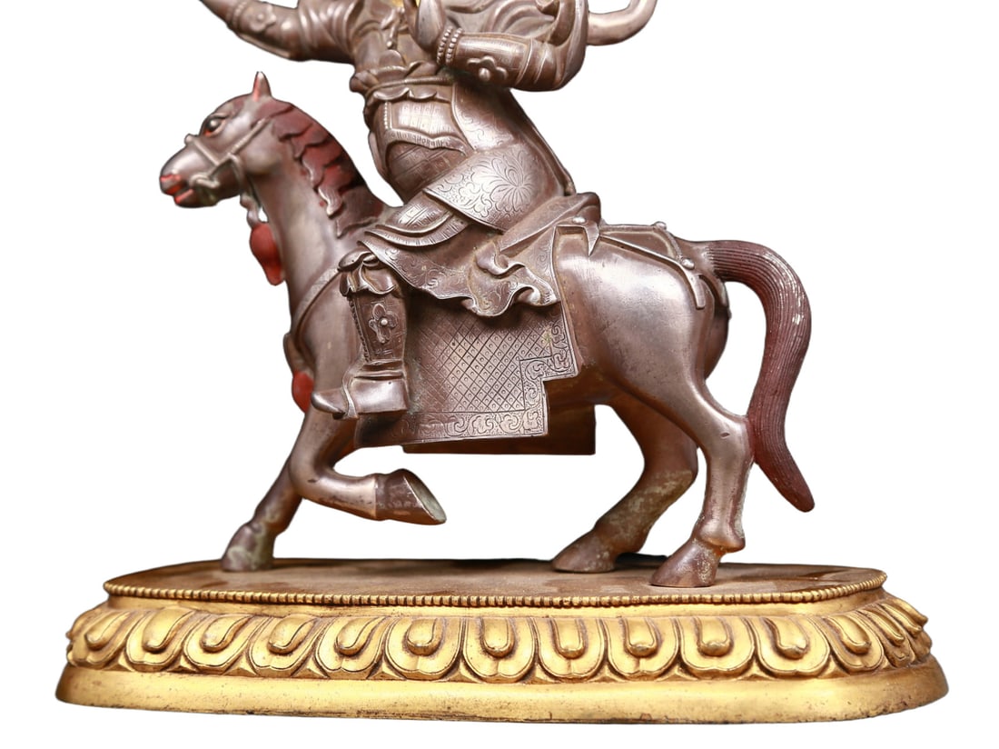 An exquisite gilt-bronze and silver horse-riding statue of the Mammon - 6