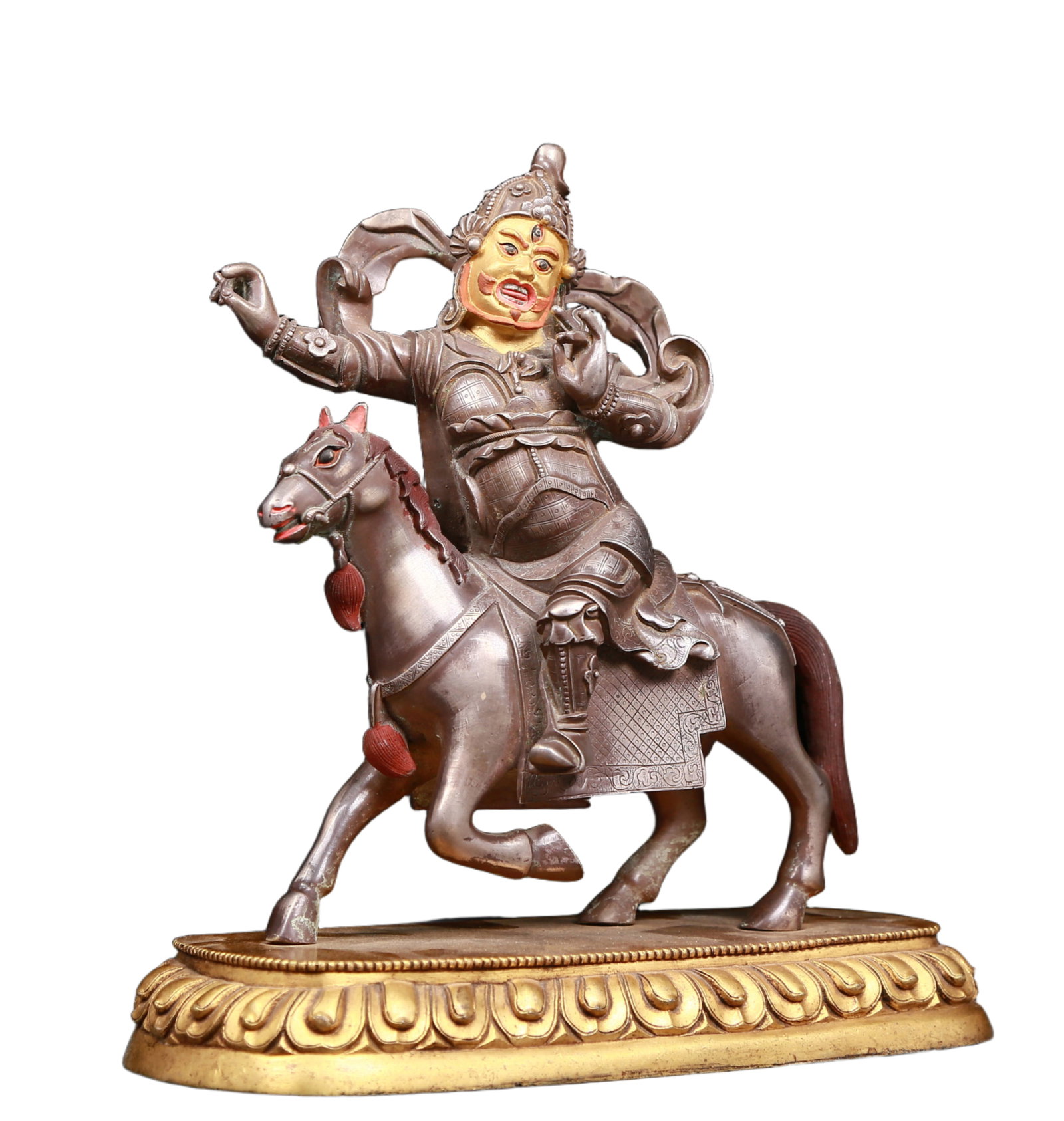 An exquisite gilt-bronze and silver horse-riding statue of the Mammon - 7