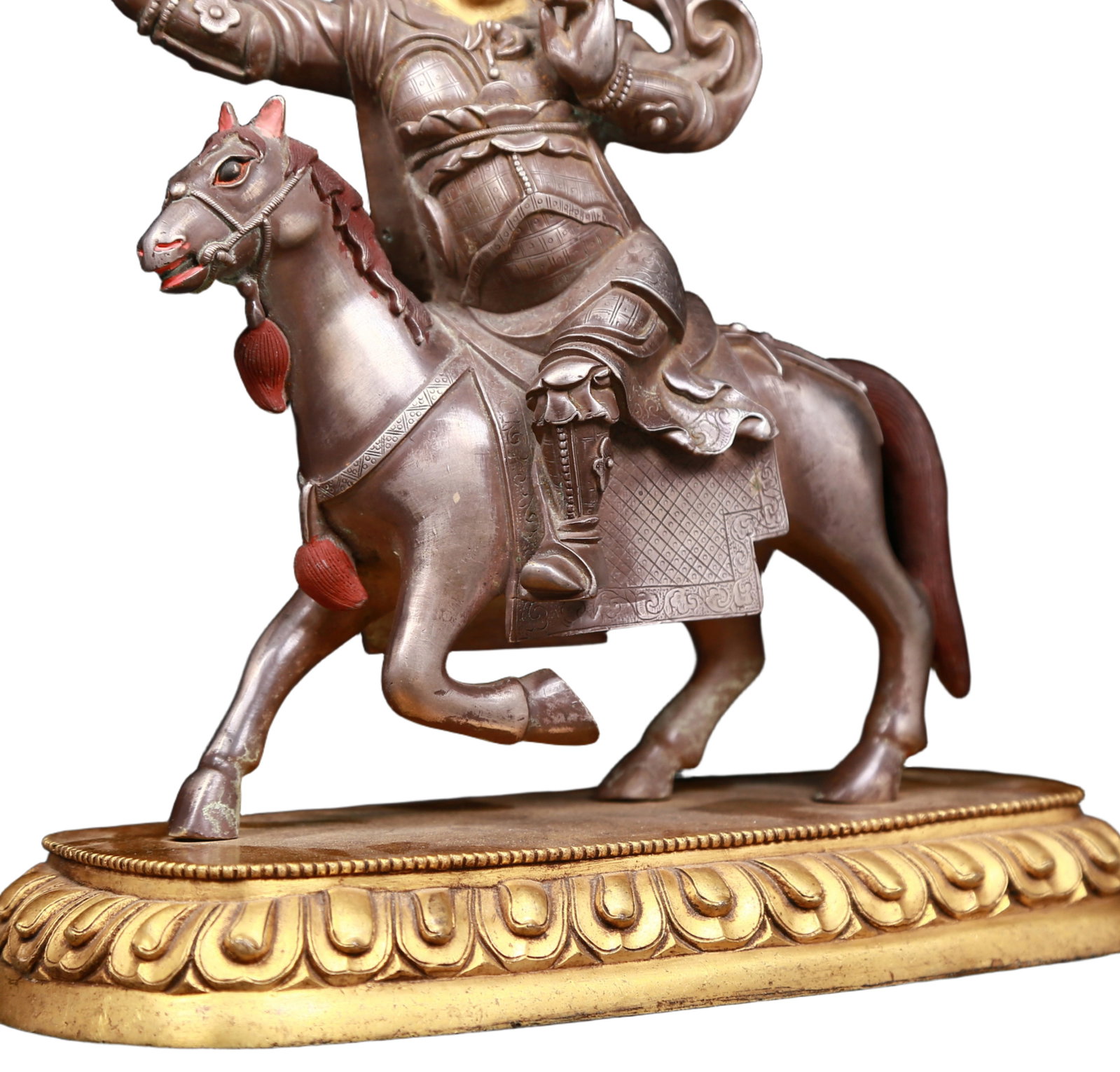 An exquisite gilt-bronze and silver horse-riding statue of the Mammon - 9
