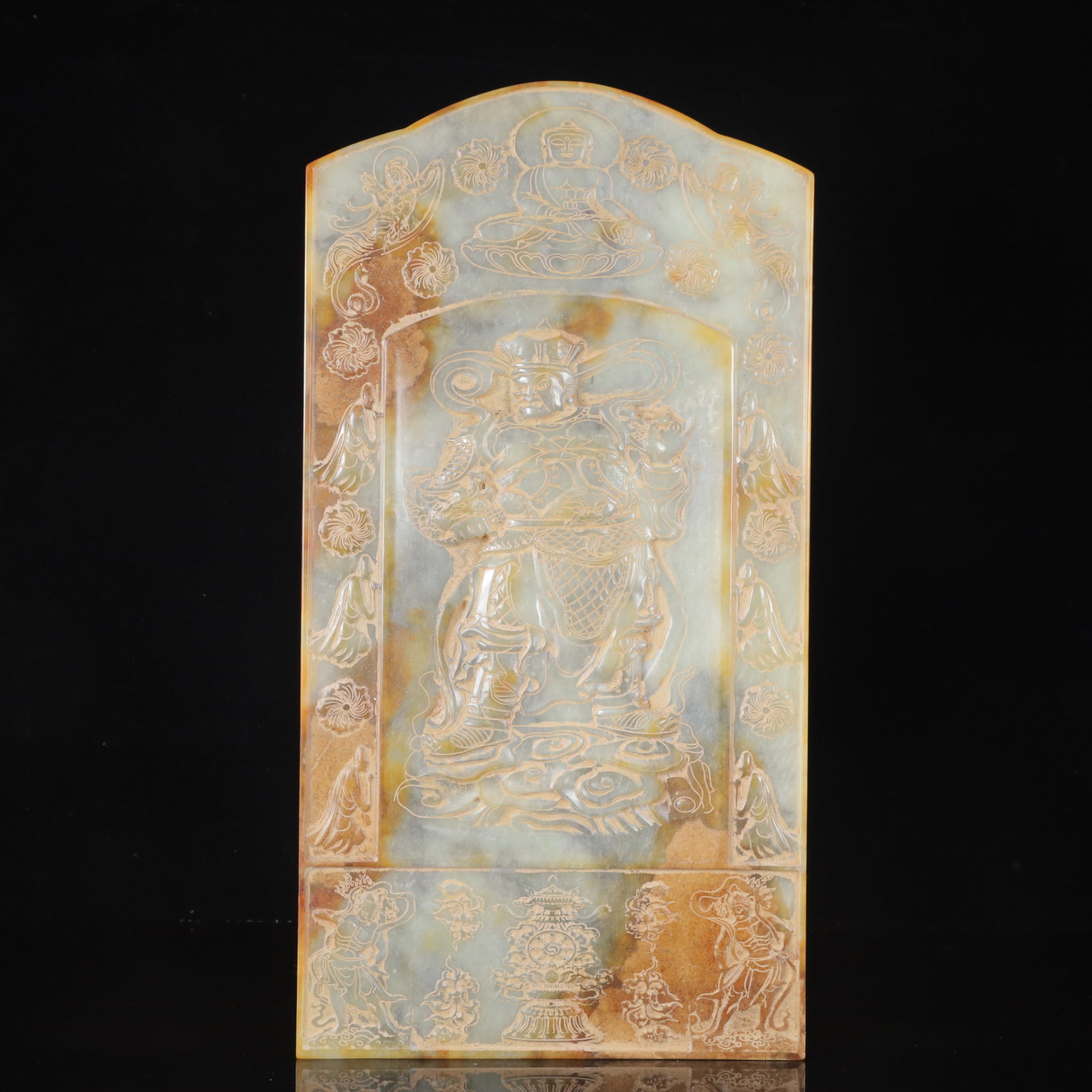 A Exquisite White Jade Figure Pattern Ornament,with Poem: Estimated Value:3000-6000 A Exquisite White Jade Figure Pattern Ornament,with Poem,Qing Dynasty,China,Size:8.7inx16.5inx0.8in,Weight:4050g