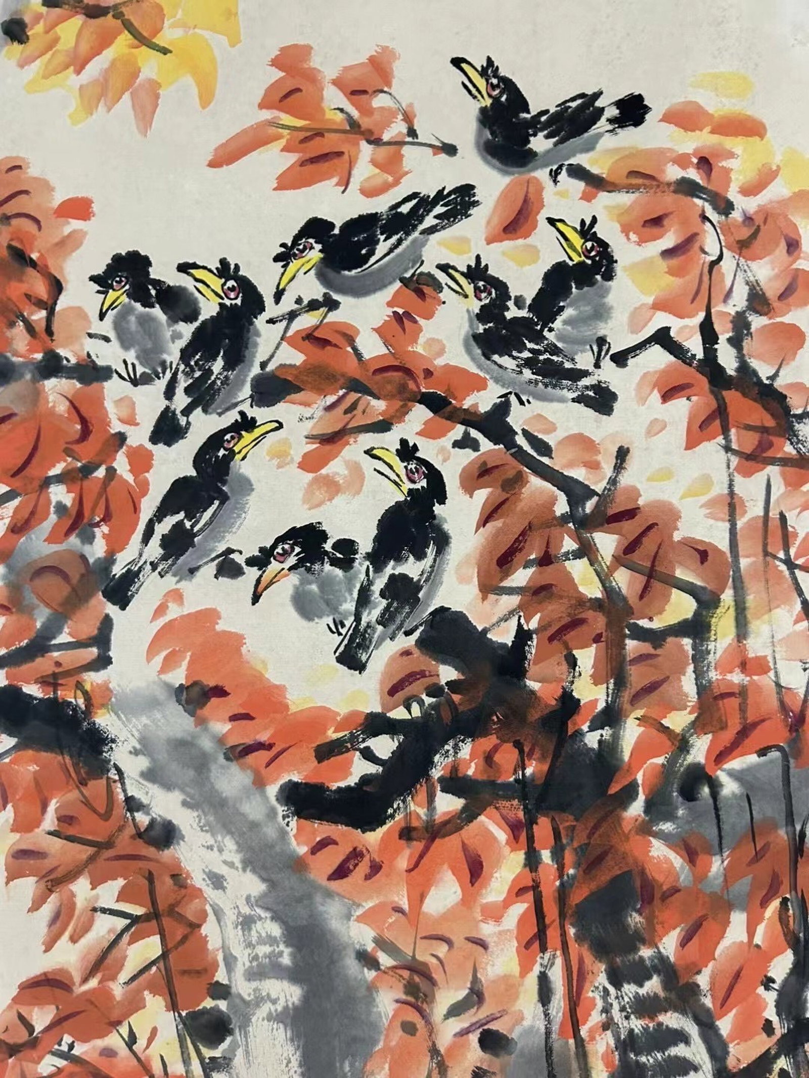 A Chinese Ink Painting of Flower and Bird on Paper,Liang Bangchu - 8