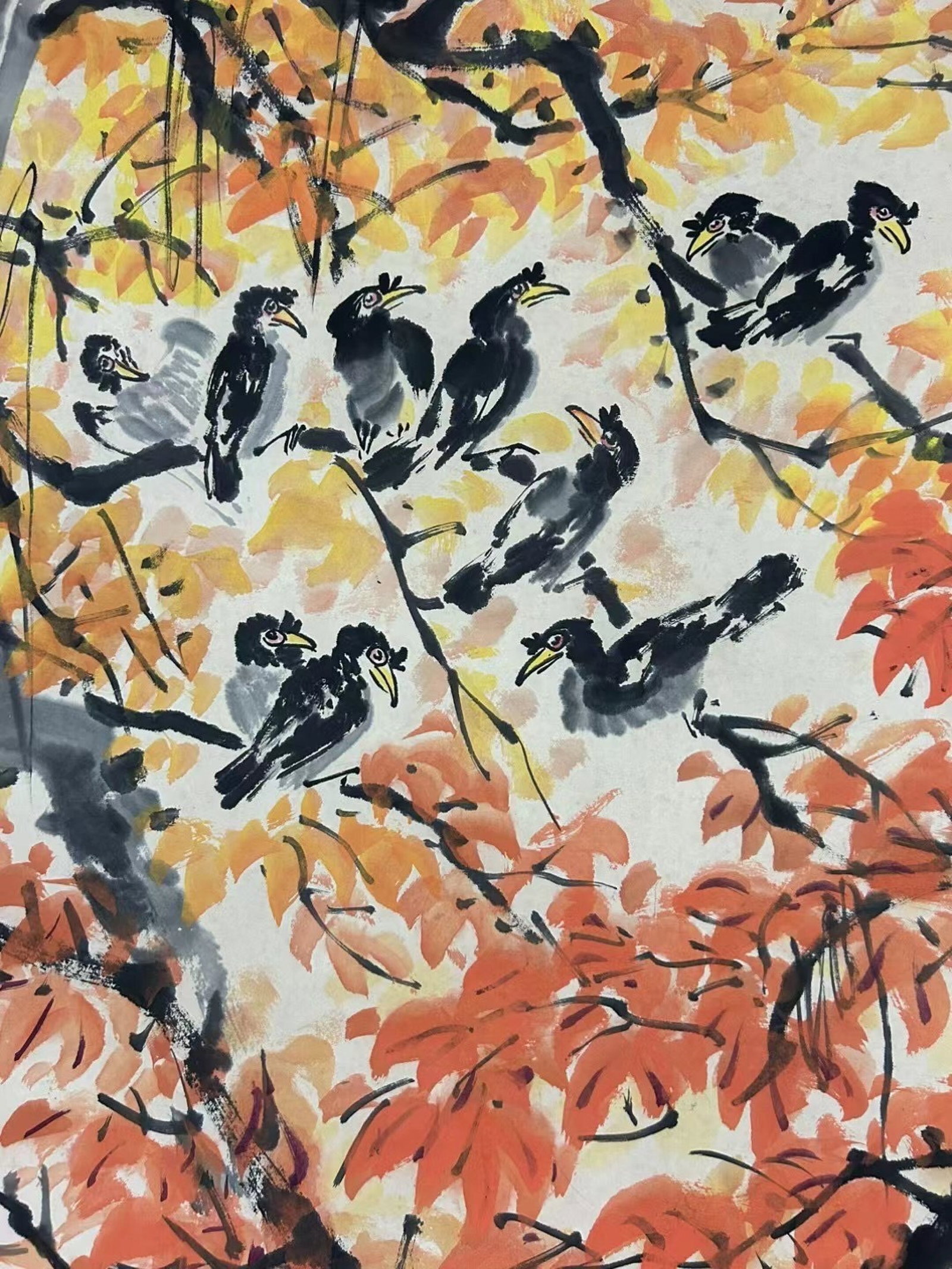 A Chinese Ink Painting of Flower and Bird on Paper,Liang Bangchu - 9